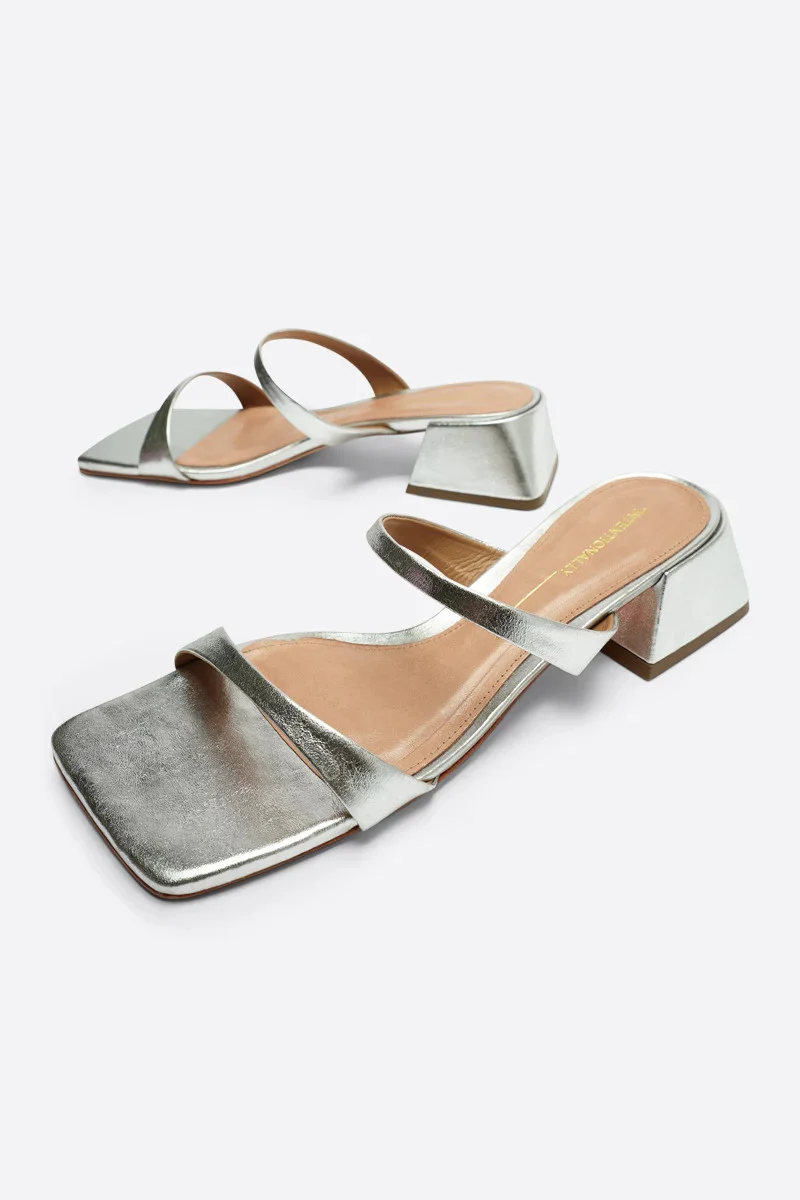 Intentionally Blank Near Metallic Heeled Sandal in Silver - Image 2