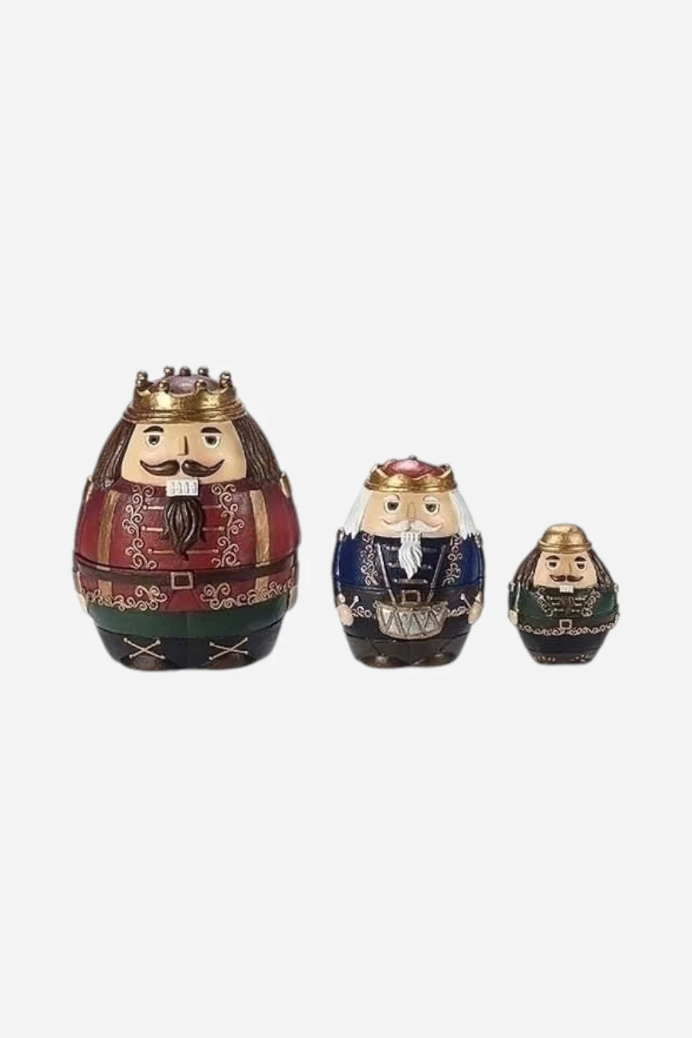 Nesting Nutcracker Set Red and Gold