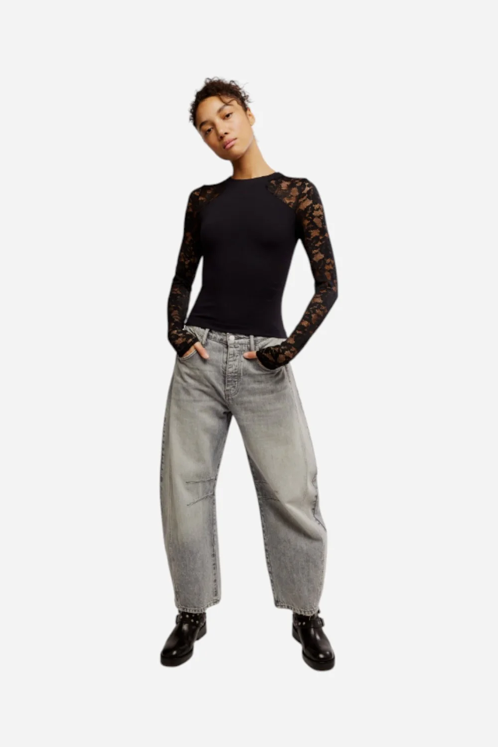 Free People No Excuses Long Sleeve in Black - Image 5