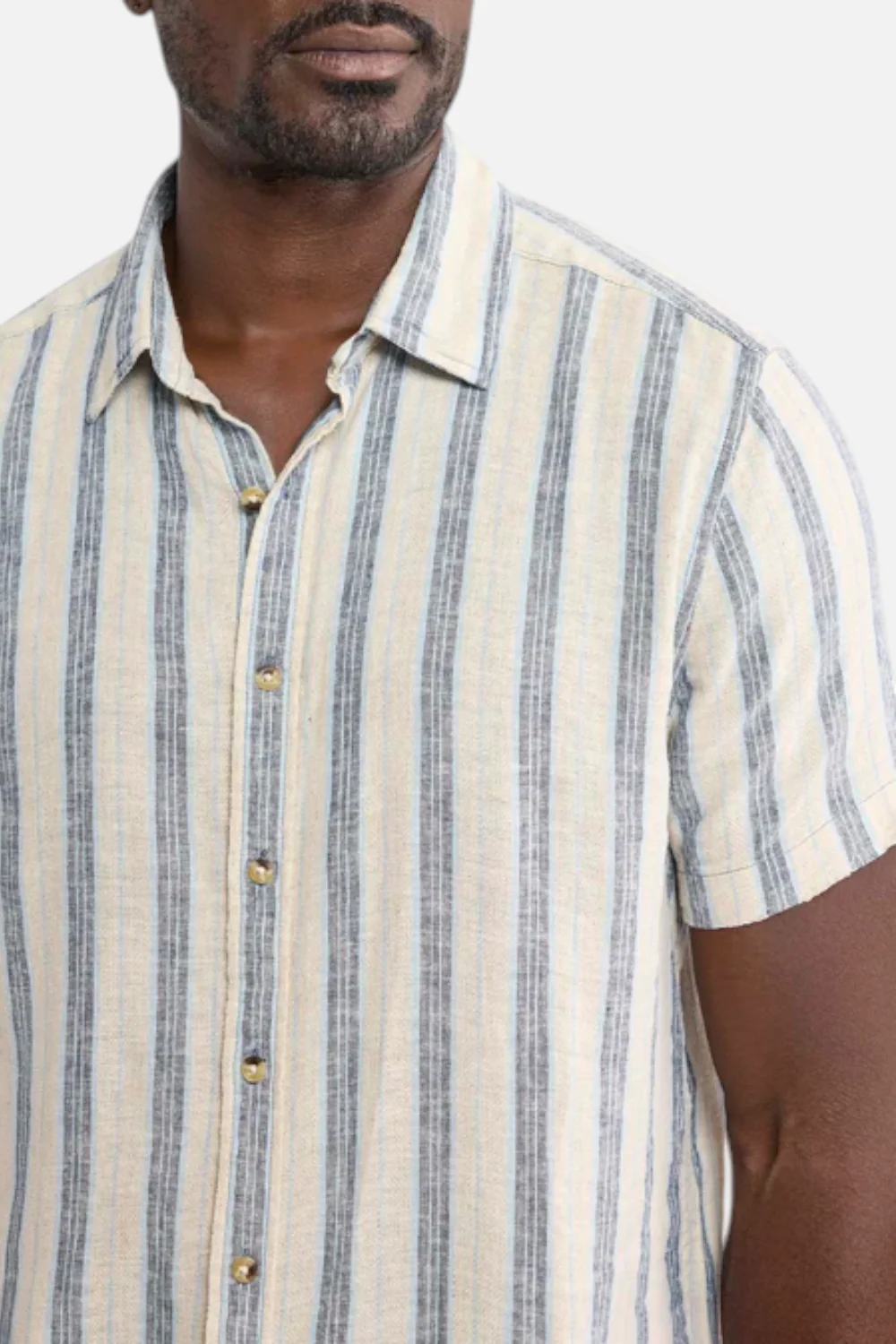 Fair Harbor Oasis Textured Shirt in Sea Blue Stripe - Image 2