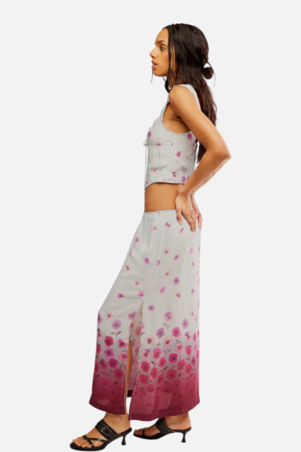 Free People Women's Of The Season Midi Skirt Set in Dusty Blue - Image 2