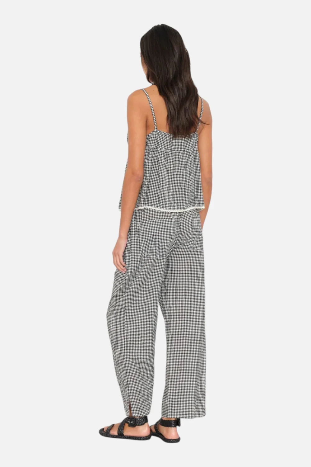 Xirena Olson Gingham Check Pant in Black Sand - Image 3