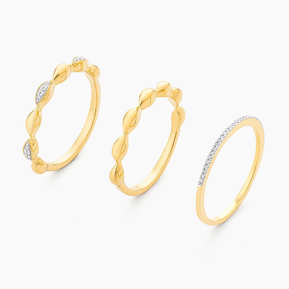 Ella Stein Oval Triple Stackable Ring Set in Gold - Size 9 - Image 2