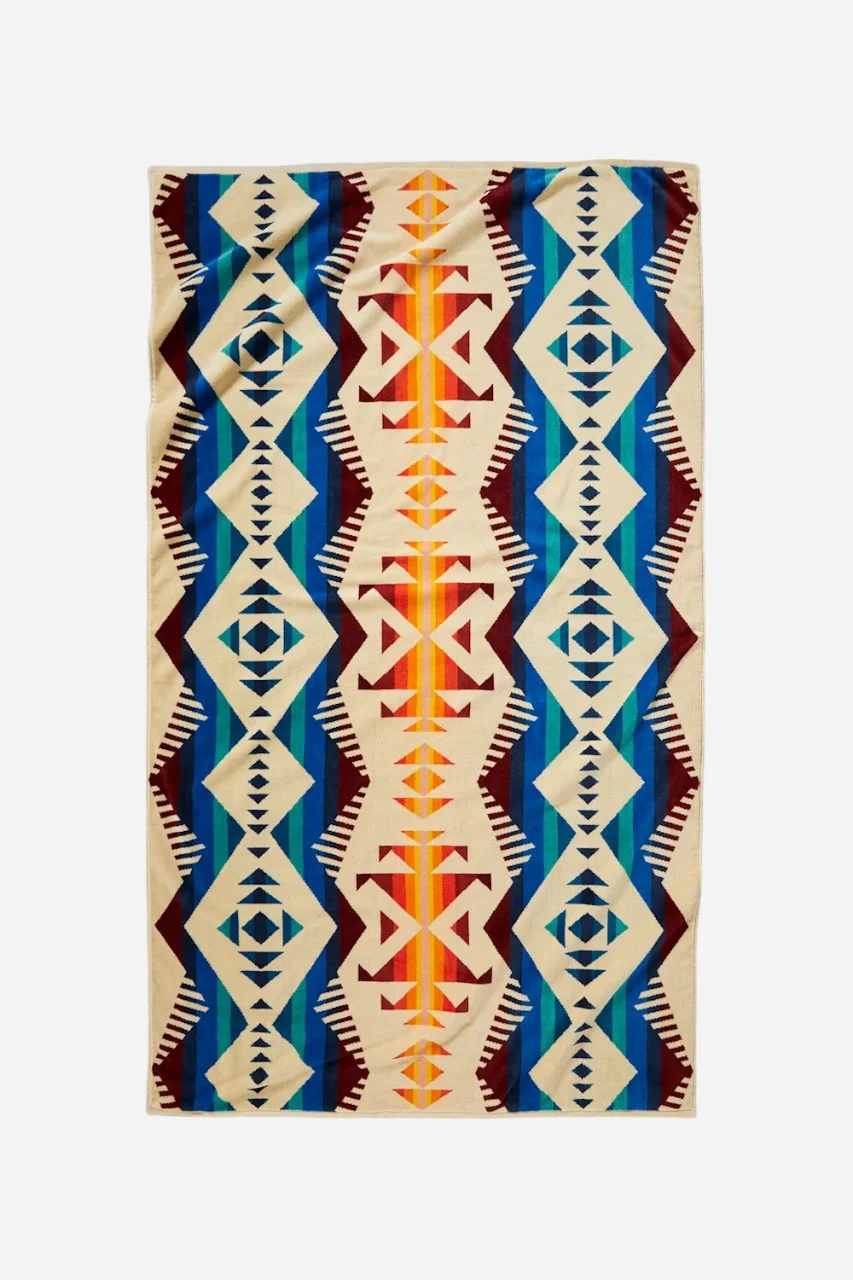 Los Lunas Oversized Jacquard Spa Towel in Tan/Multi