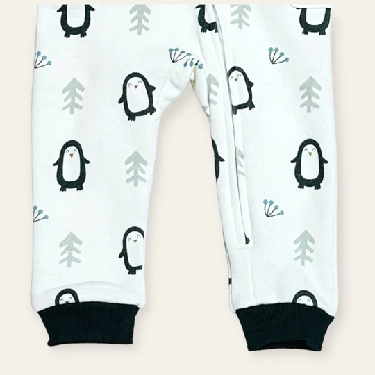 Viverano Penguin Fleece Zipper Hooded Baby Jumpsuit - Image 3