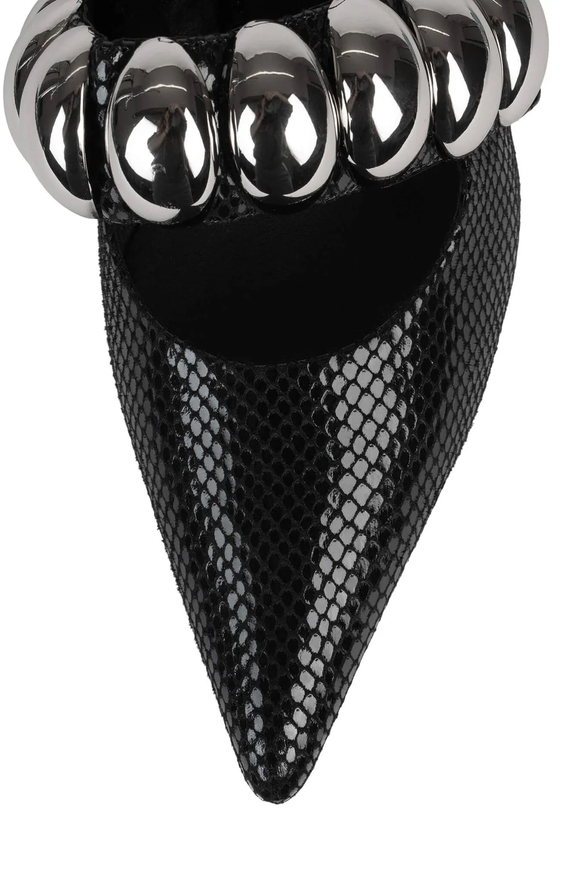 Jeffrey Campbell Persona-SD Heels in Black Shiny Snake Silver - Image 4