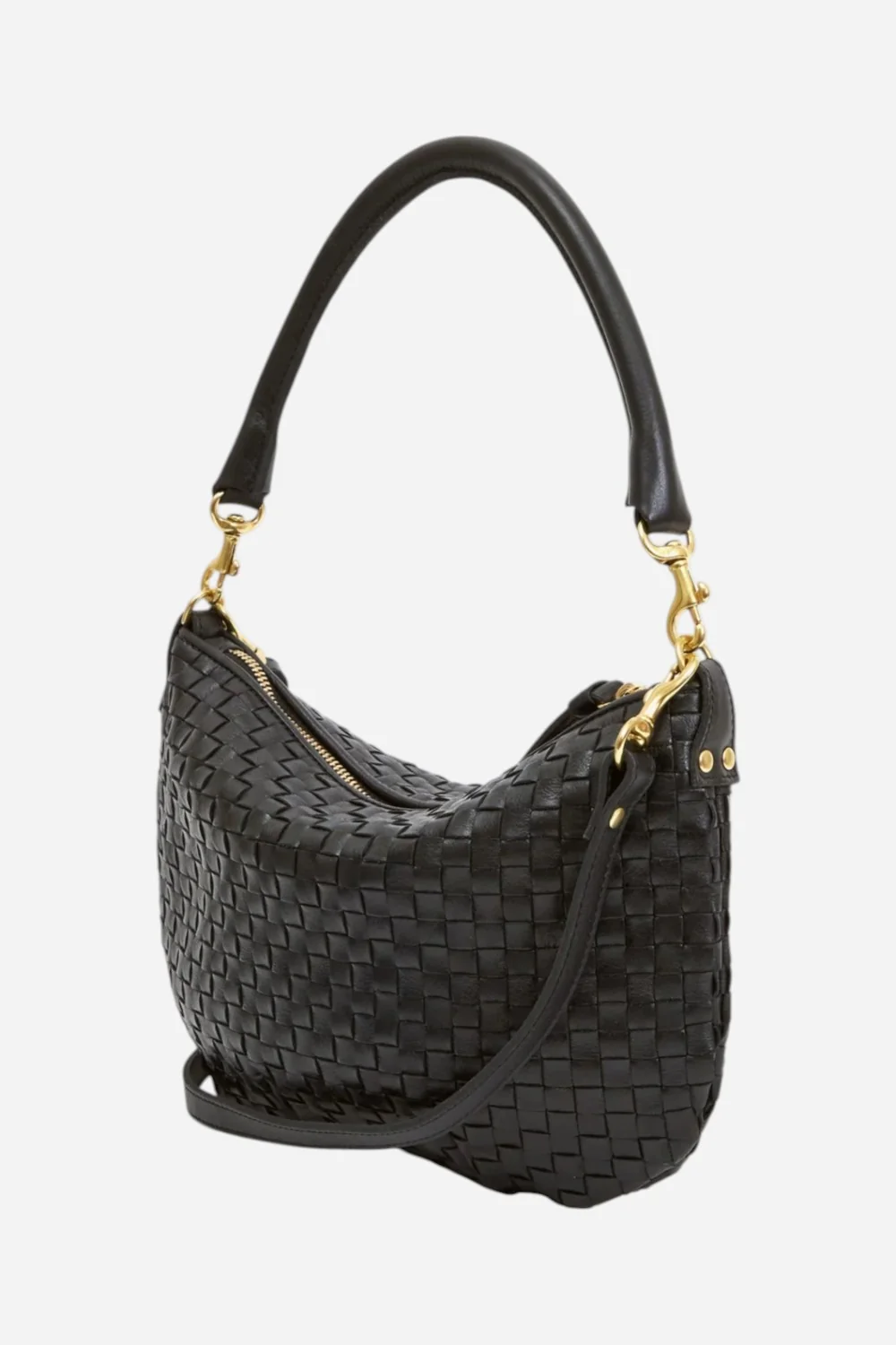 Clare V. Petit Moyen in Black Woven Checker - Image 2