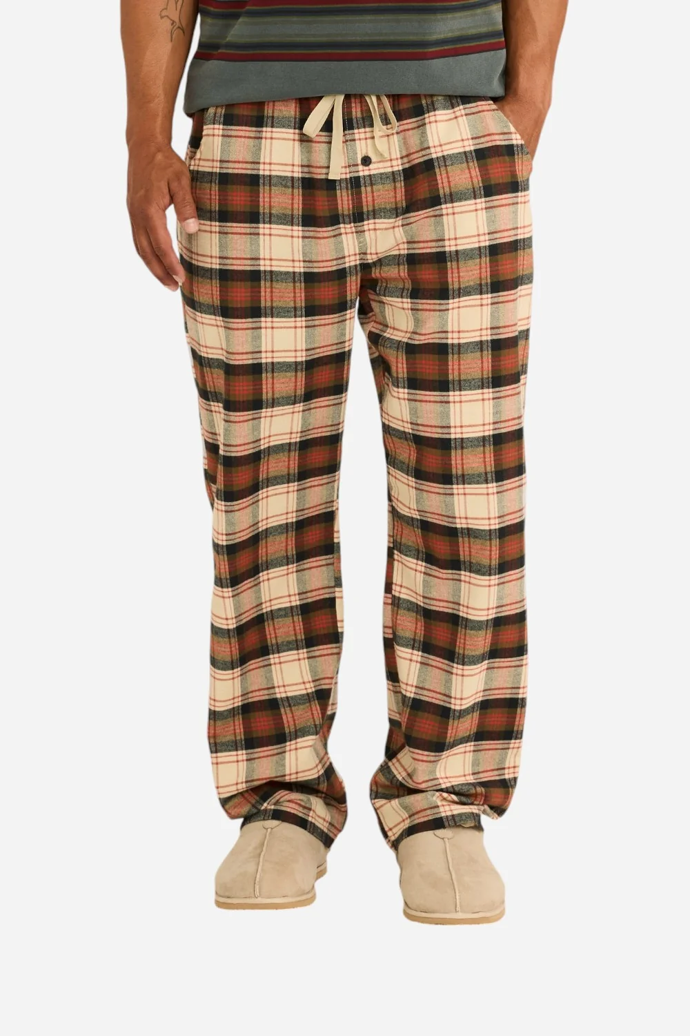 Pendleton Plaid Flannel Pajama Pant in Tan, Black & Brick