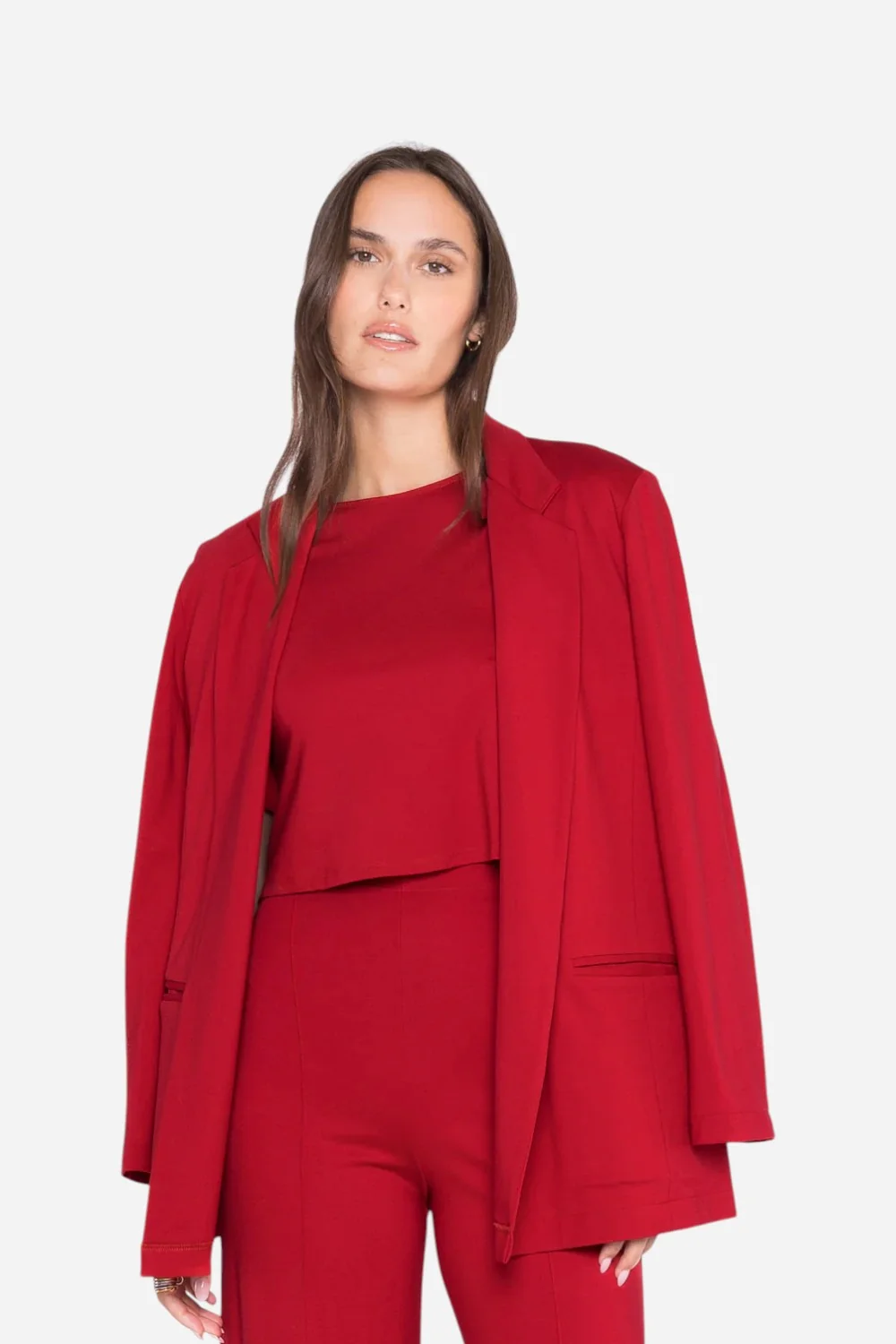 Ripley Rader Red Ponte Knit Oversized Blazer
