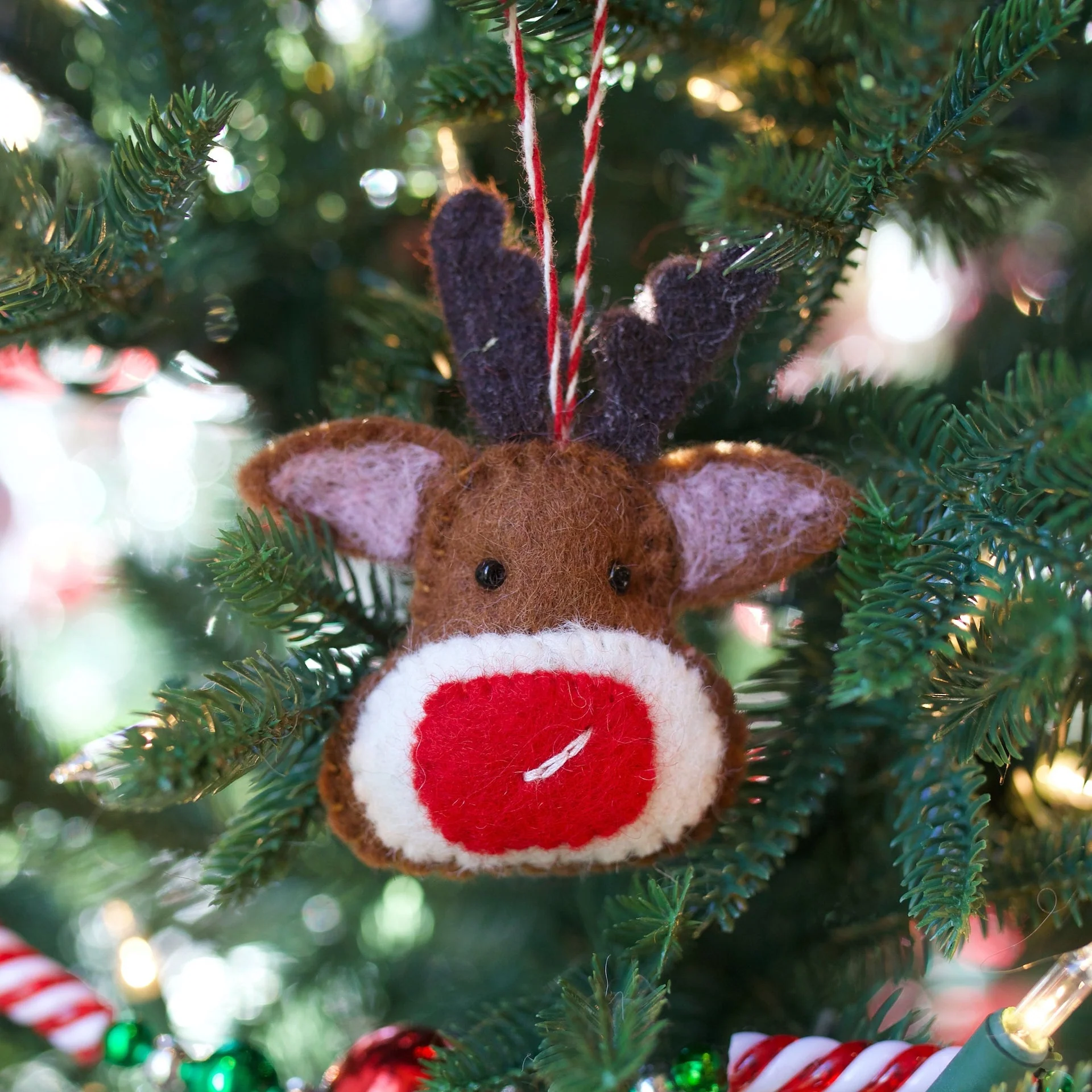 Ornaments 4 Orphans Red Nose Reindeer Head Felt Wool Ornament - Image 3