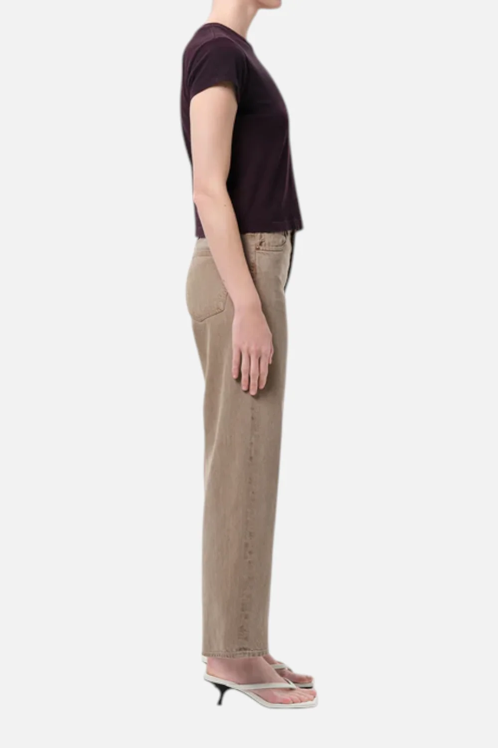 Agolde Ren High-Rise Wide Leg Jean in Trail Medium Grey Brown - Image 3