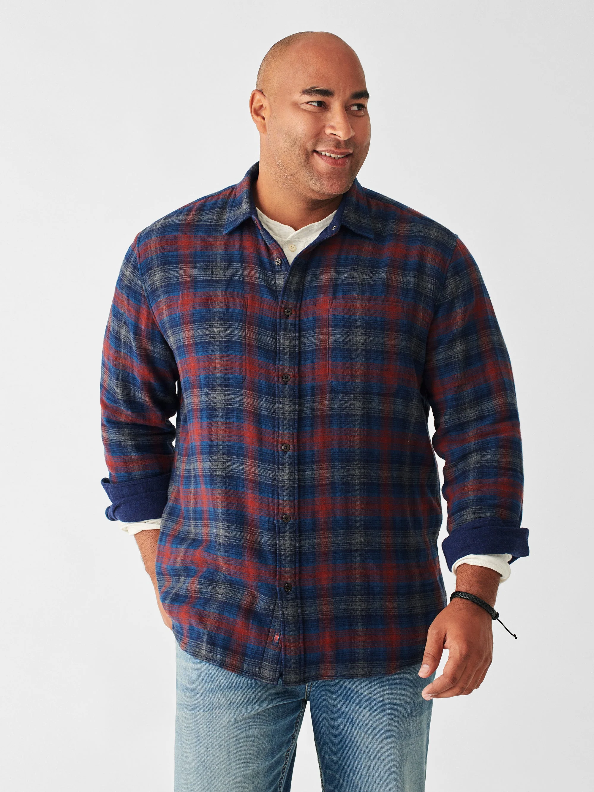 Faherty The Reversible Shirt in Wilson Peak Plaid - Image 4