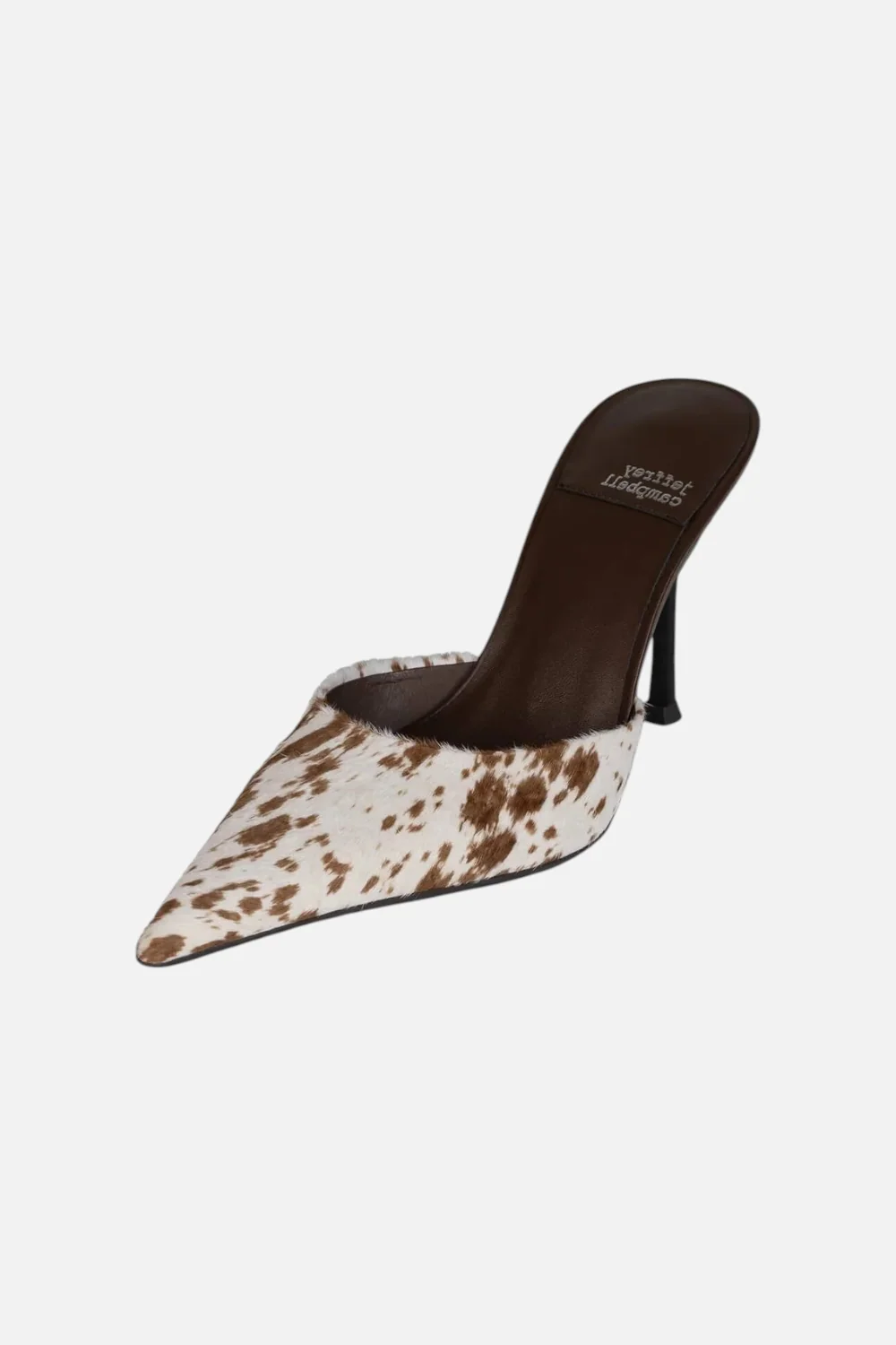 Jeffrey Campbell Robyn-F Heeled Mules in Brown White Cow - Image 2