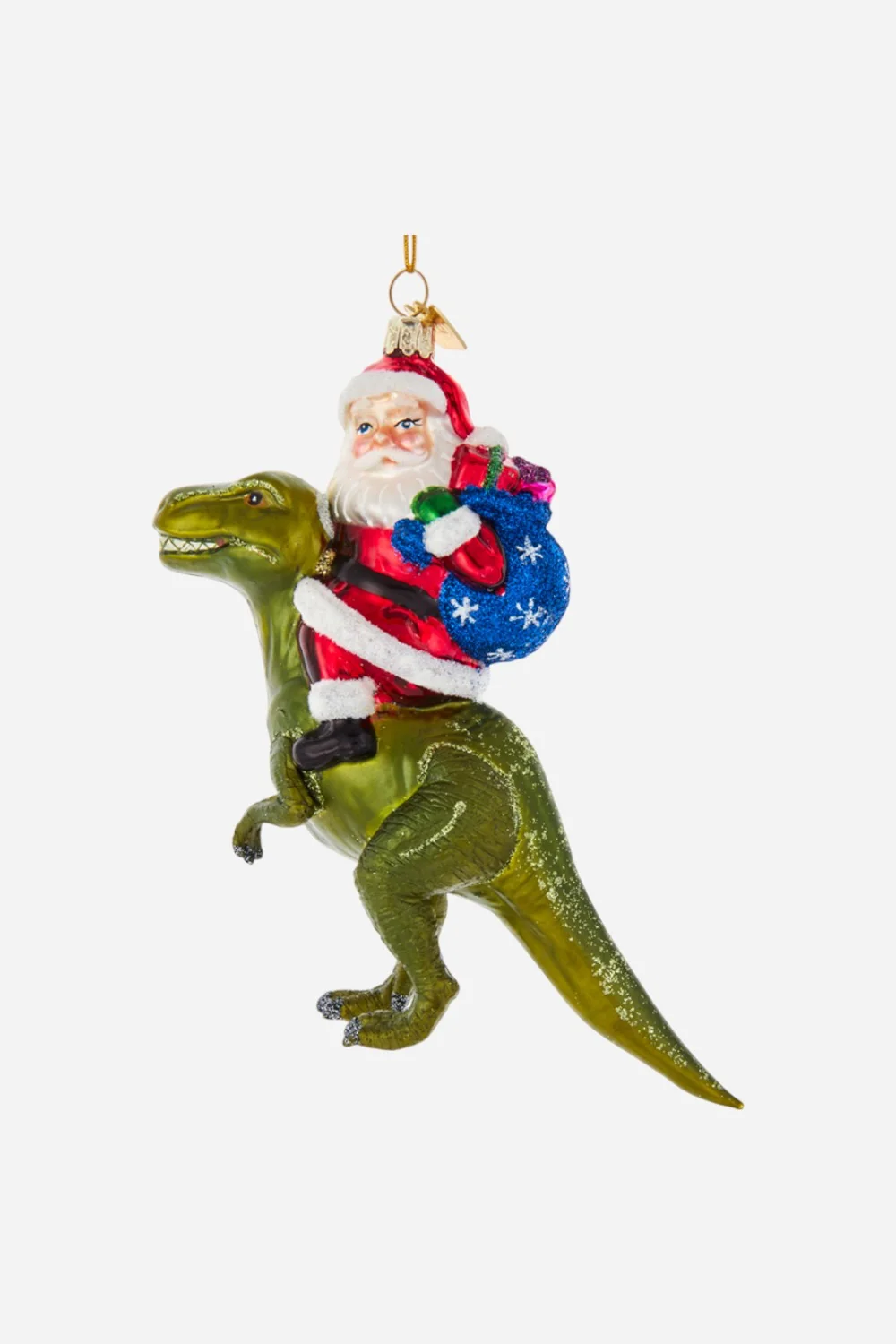 Santa On Dinosaur Ornament