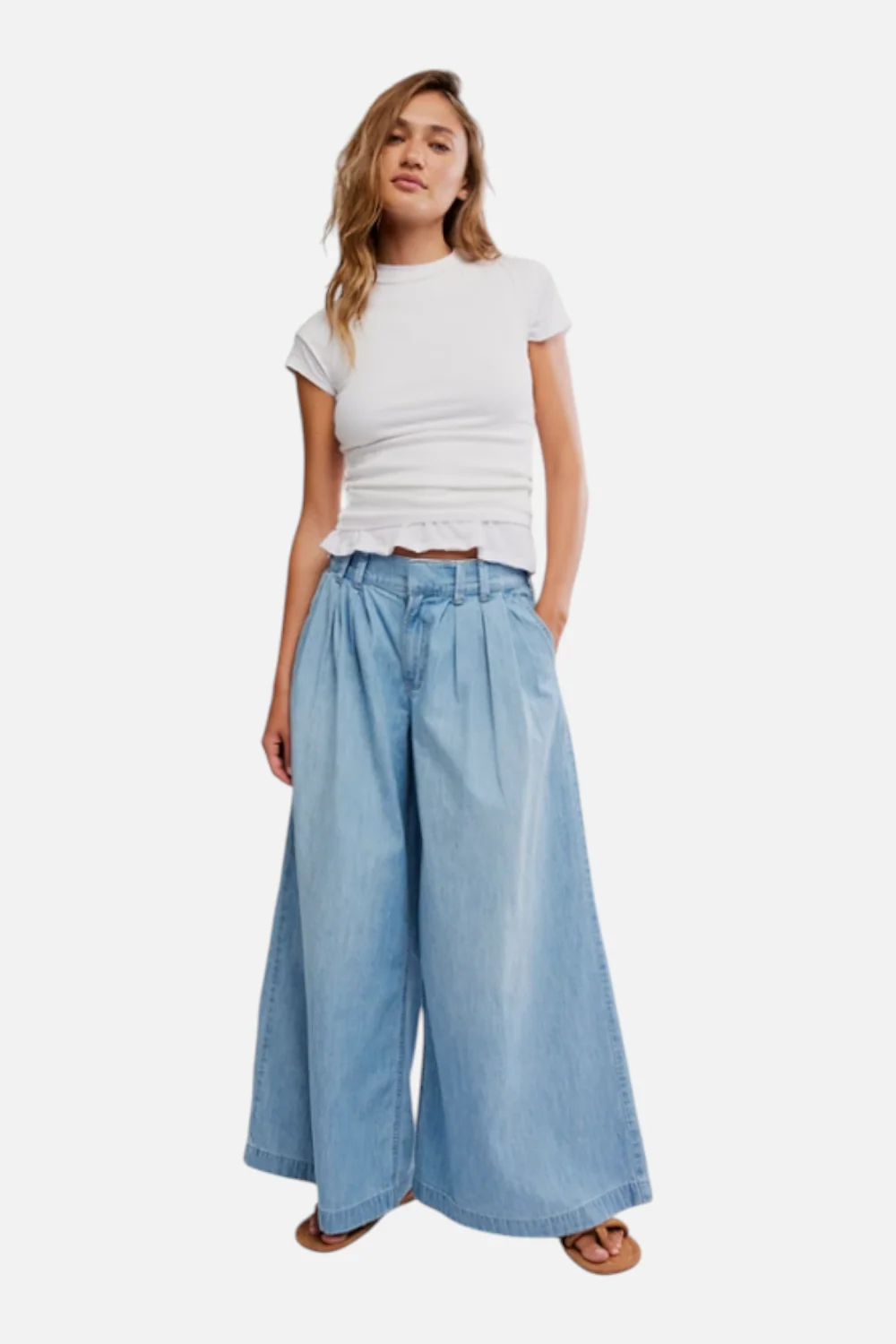 Free People Women's Scout Wide-Leg Jean in California Blue
