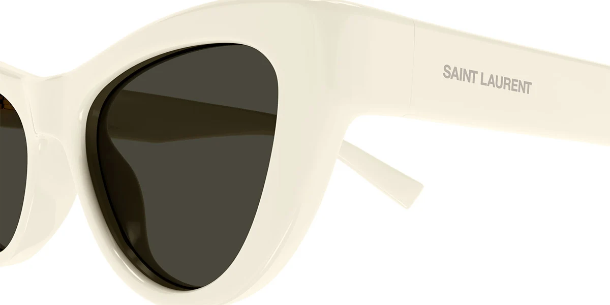 Saint Laurent Ivory Cat Eye Sunglasses with Ivory Lenses (SL-676-008-53) - Image 3