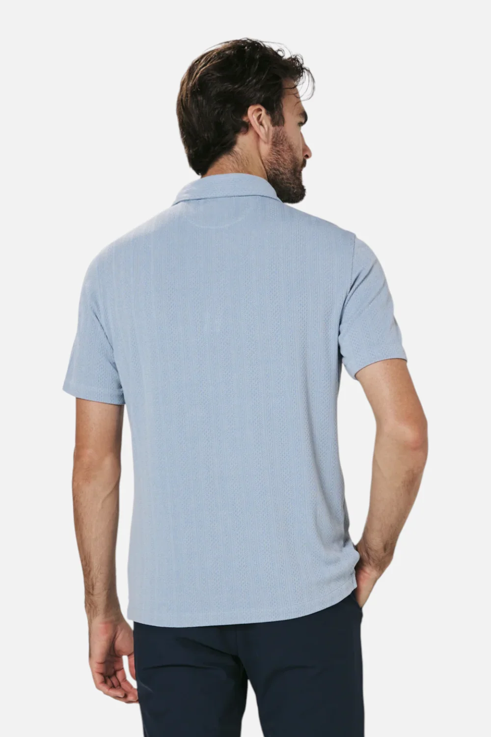 7 Diamonds Men's Solaro Polo in Dusty Blue - Image 4