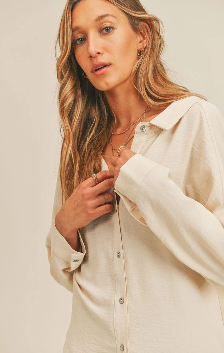 Sage The Label Some Say Slouchy Back Shirt in Cream - Image 3