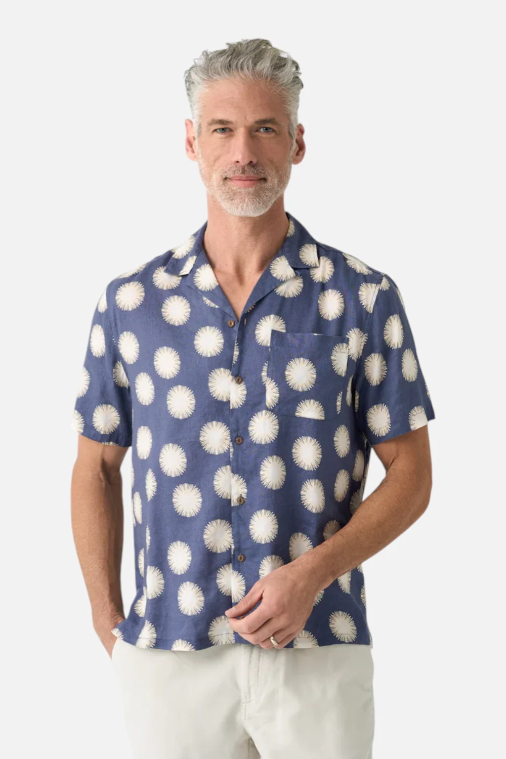 Faherty Short Sleeve Breeze Camp Shirt in Bright Night Fireworks - Image 2
