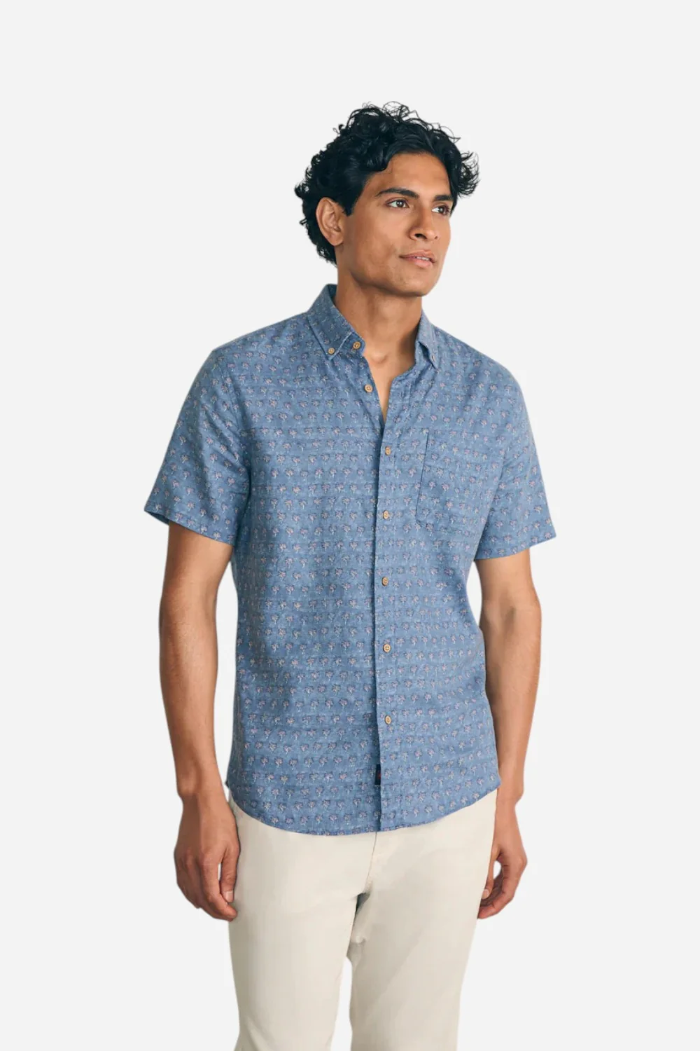 Faherty Short-Sleeve Breeze Shirt in Paradise Palm
