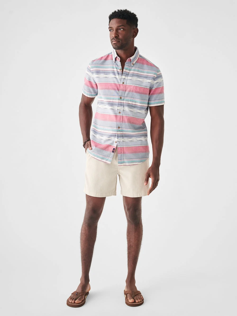 Faherty Short-Sleeve Coast Shirt in Western Wave Ikat - Image 3