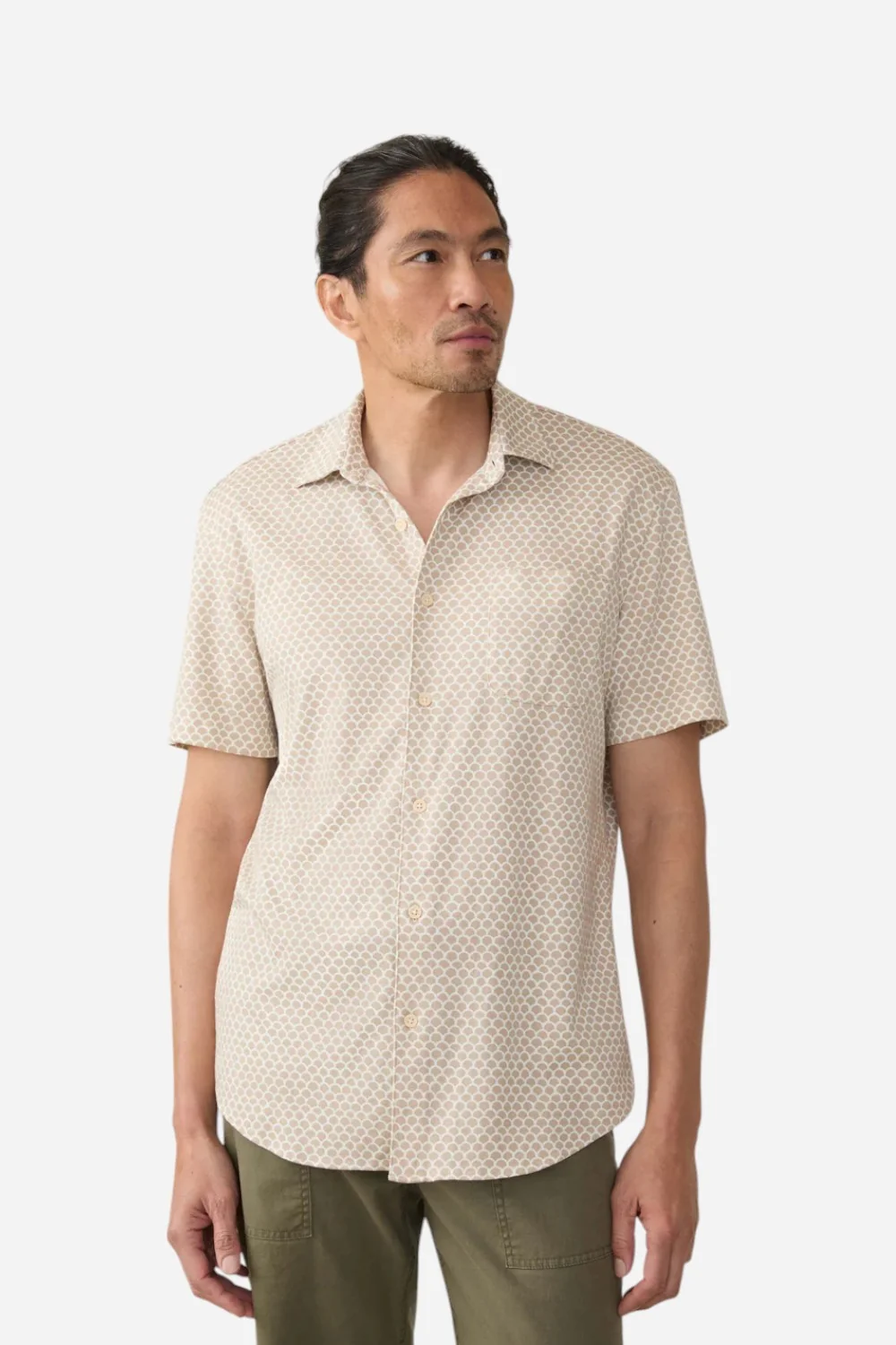 Faherty Short-Sleeve Hermosa Shirt in Island Sand Fishscale