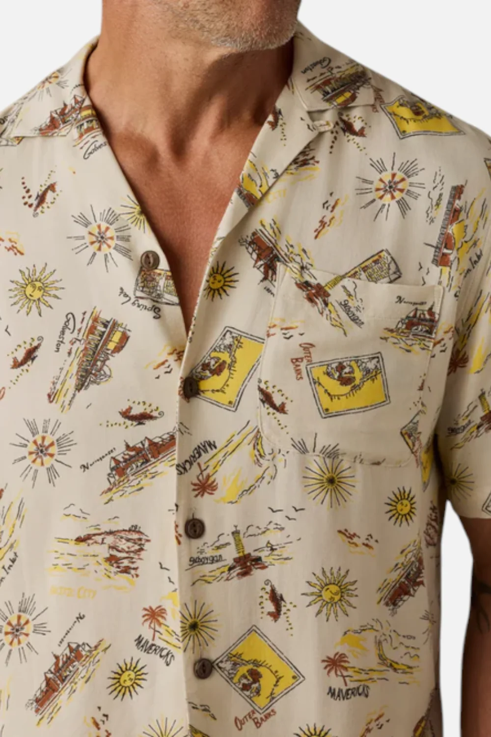 Faherty Short-Sleeve Kona Camp Shirt in Wave Breaks Scenic - Image 4