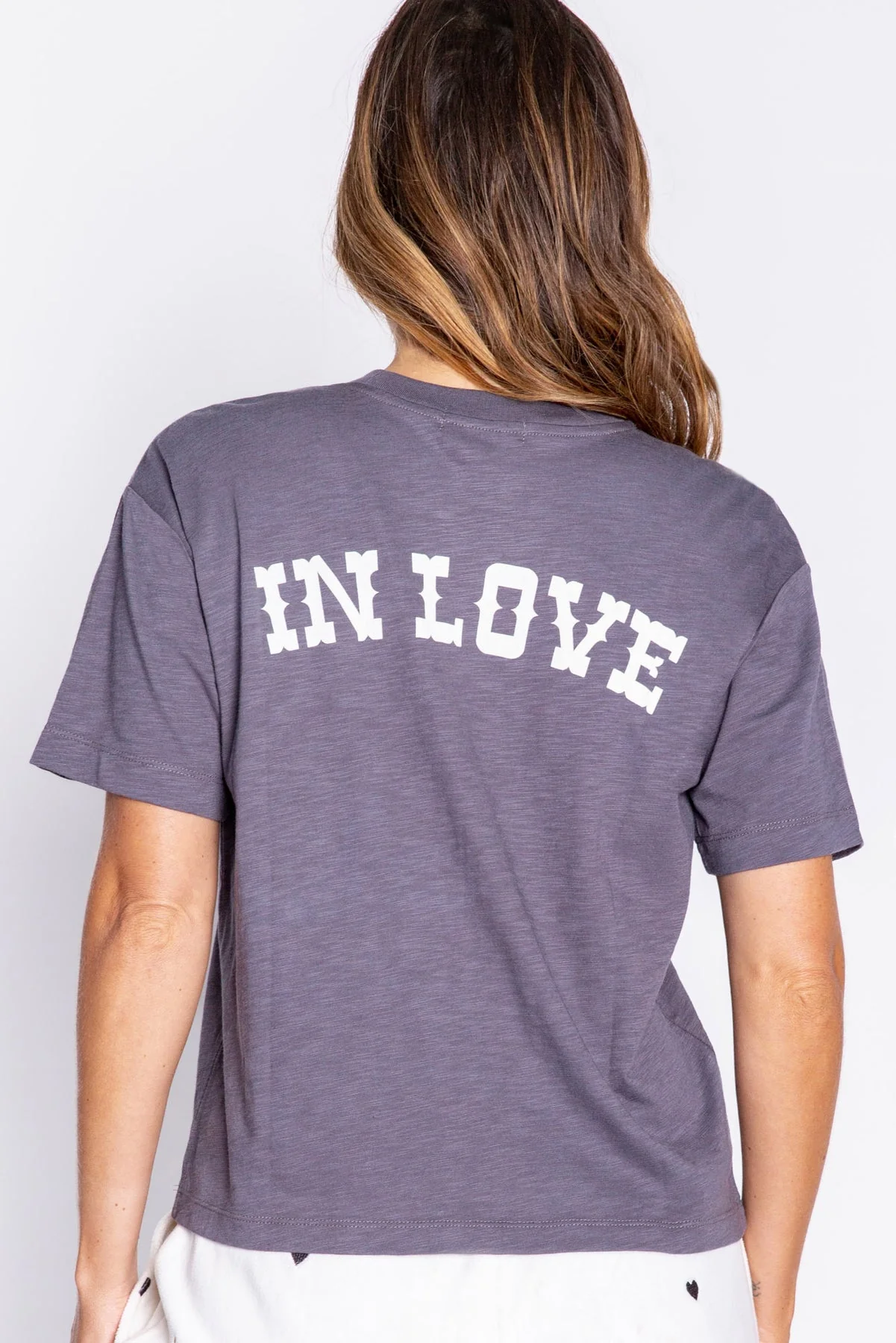 Lucky In Love Short Sleeve Top in Charcoal - Image 3