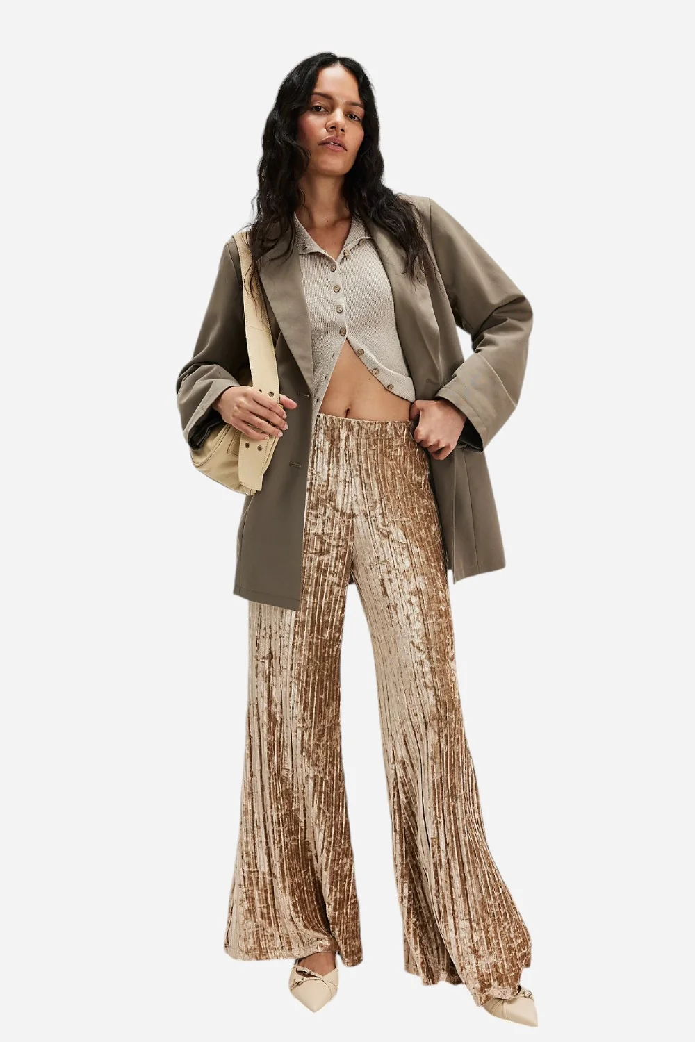 Free People Star Sign Velvet Pant in Champagne