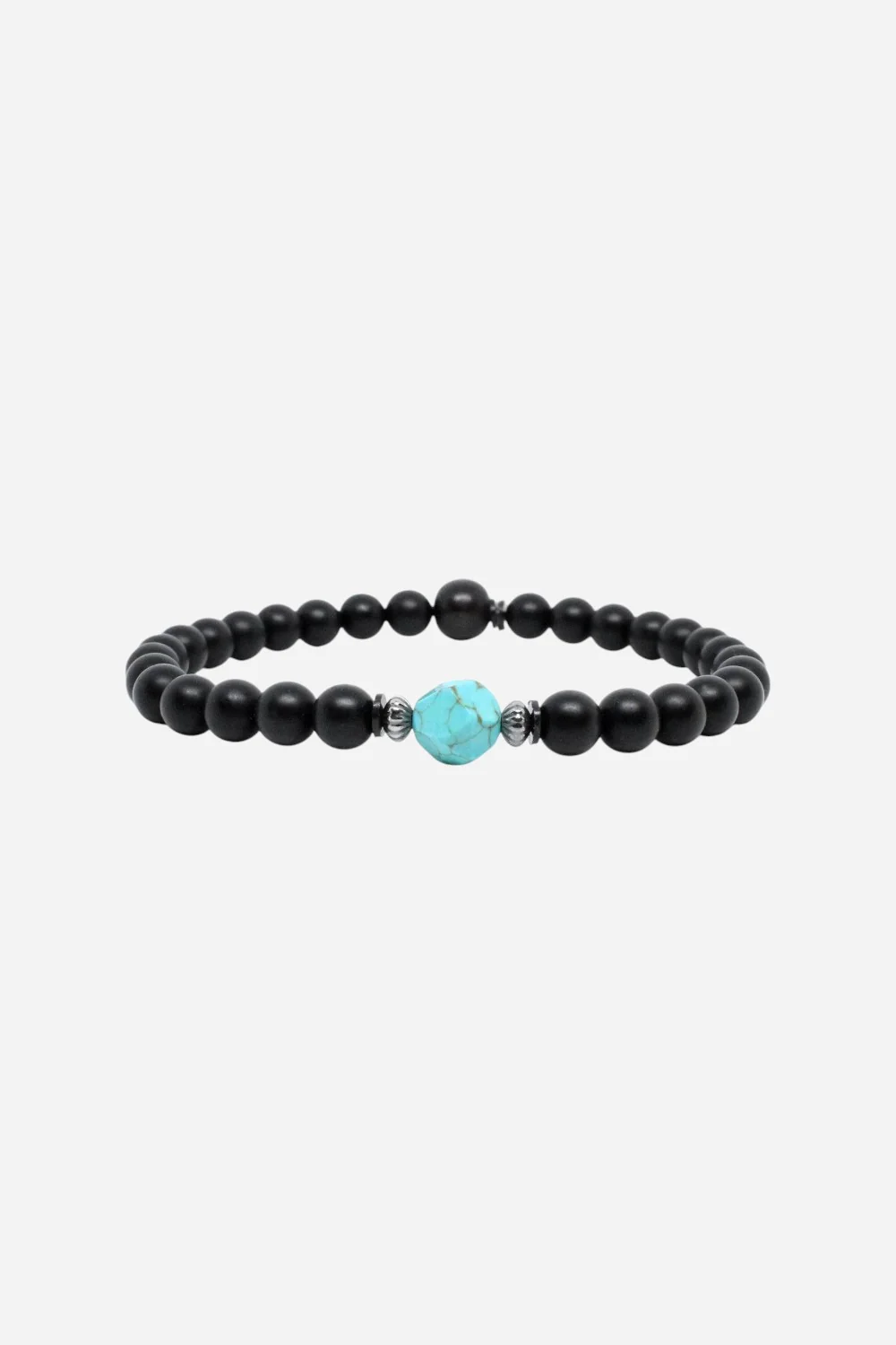 Kenton Michael Lite Turquoise Faceted Gemstone Black Onyx Men's Bracelet - Medium