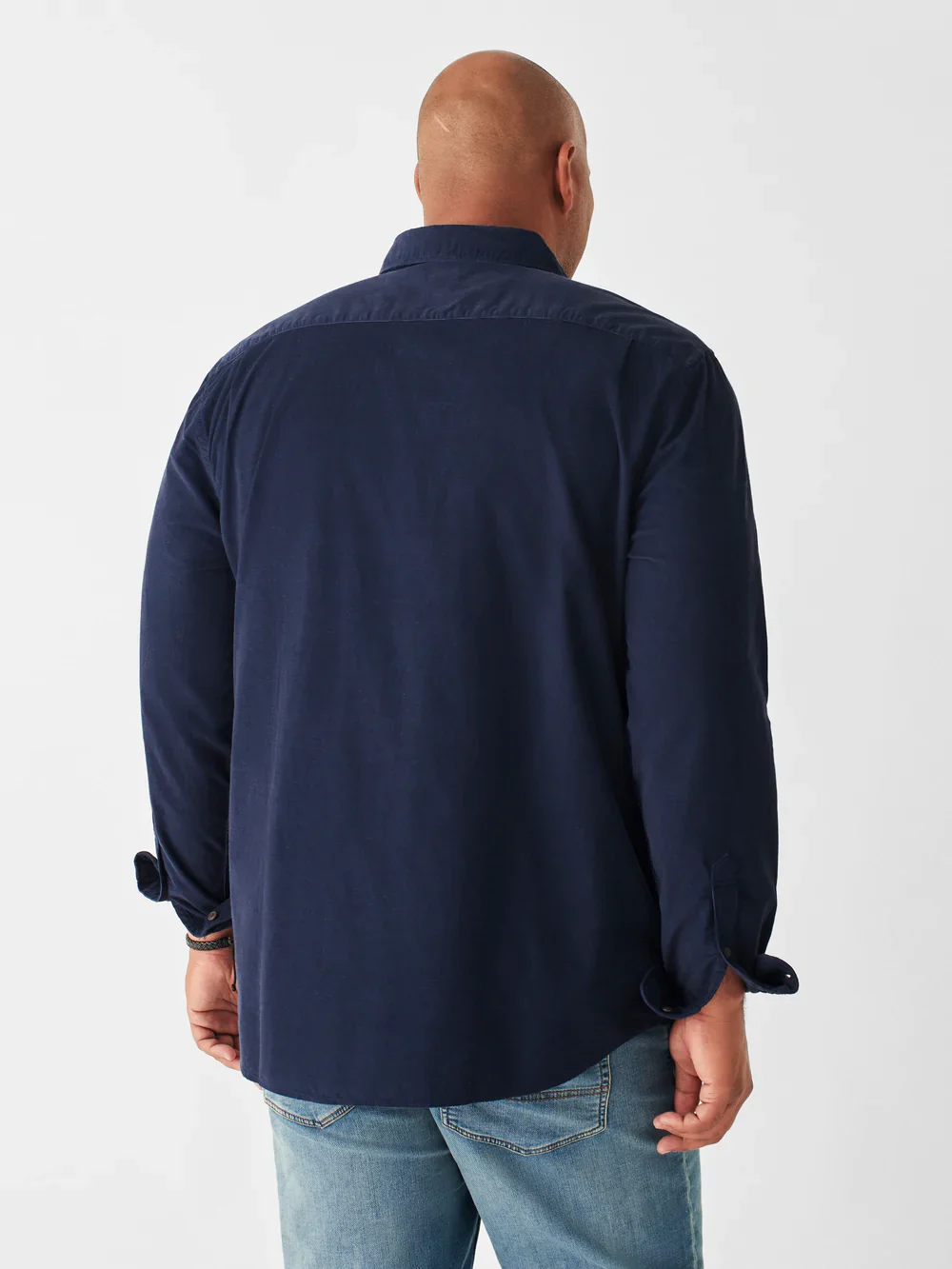 Faherty Stretch Corduroy Shirt in Navy - Image 2