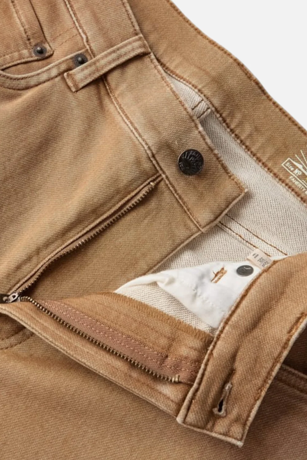 Faherty Men's Stretch Terry 5 Pocket Pant in Elk Brown - Image 3