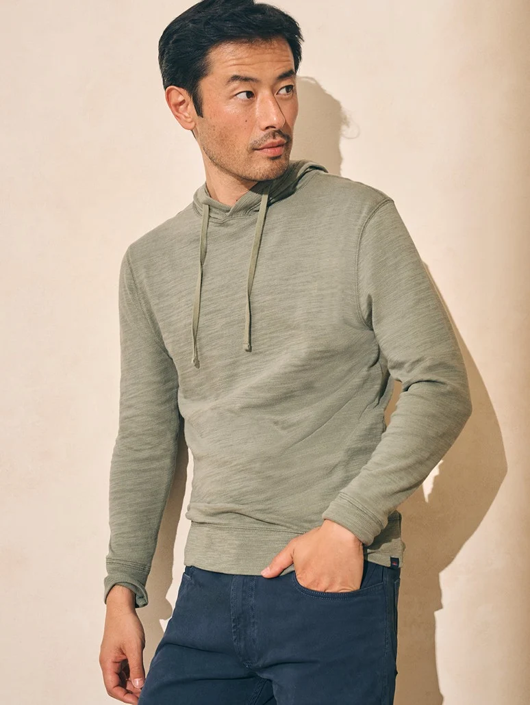 Faherty Sunwashed Slub Hoodie in Trail Olive - Image 2