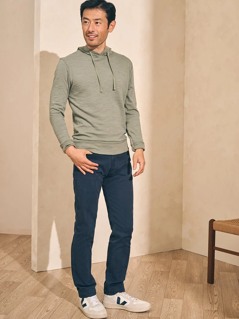 Faherty Sunwashed Slub Hoodie in Trail Olive - Image 3