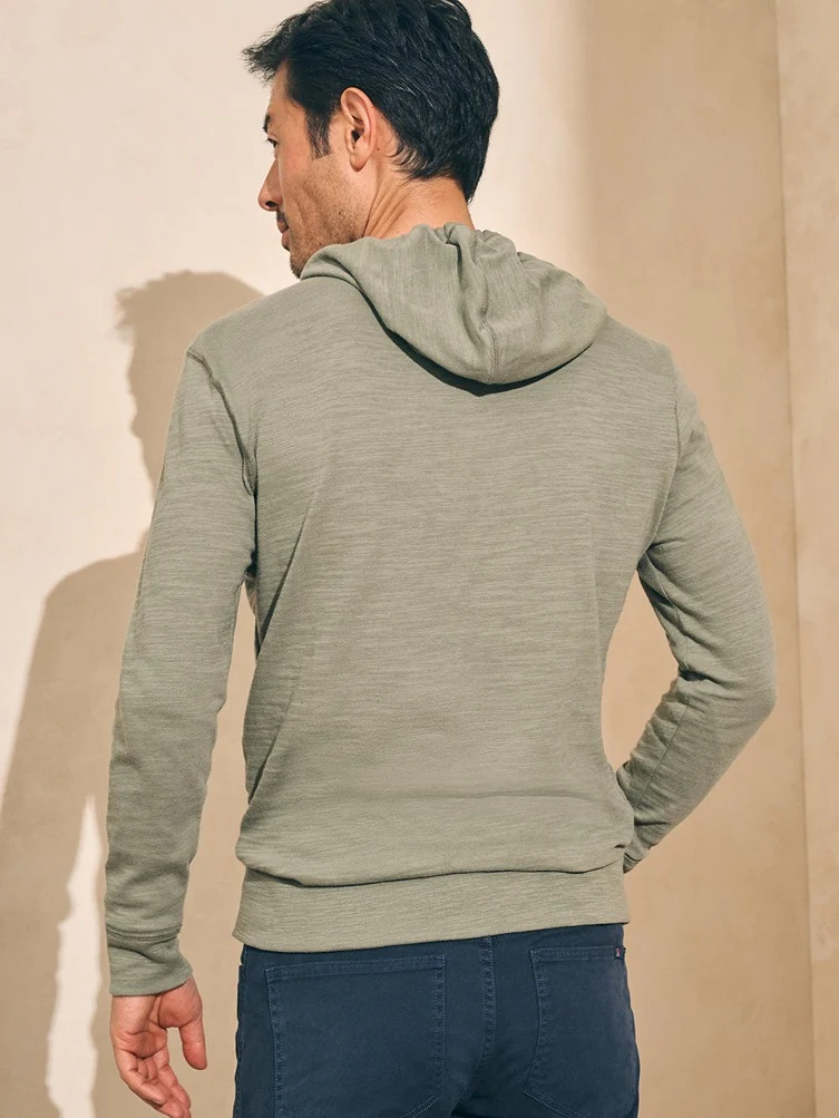 Faherty Sunwashed Slub Hoodie in Trail Olive - Image 4