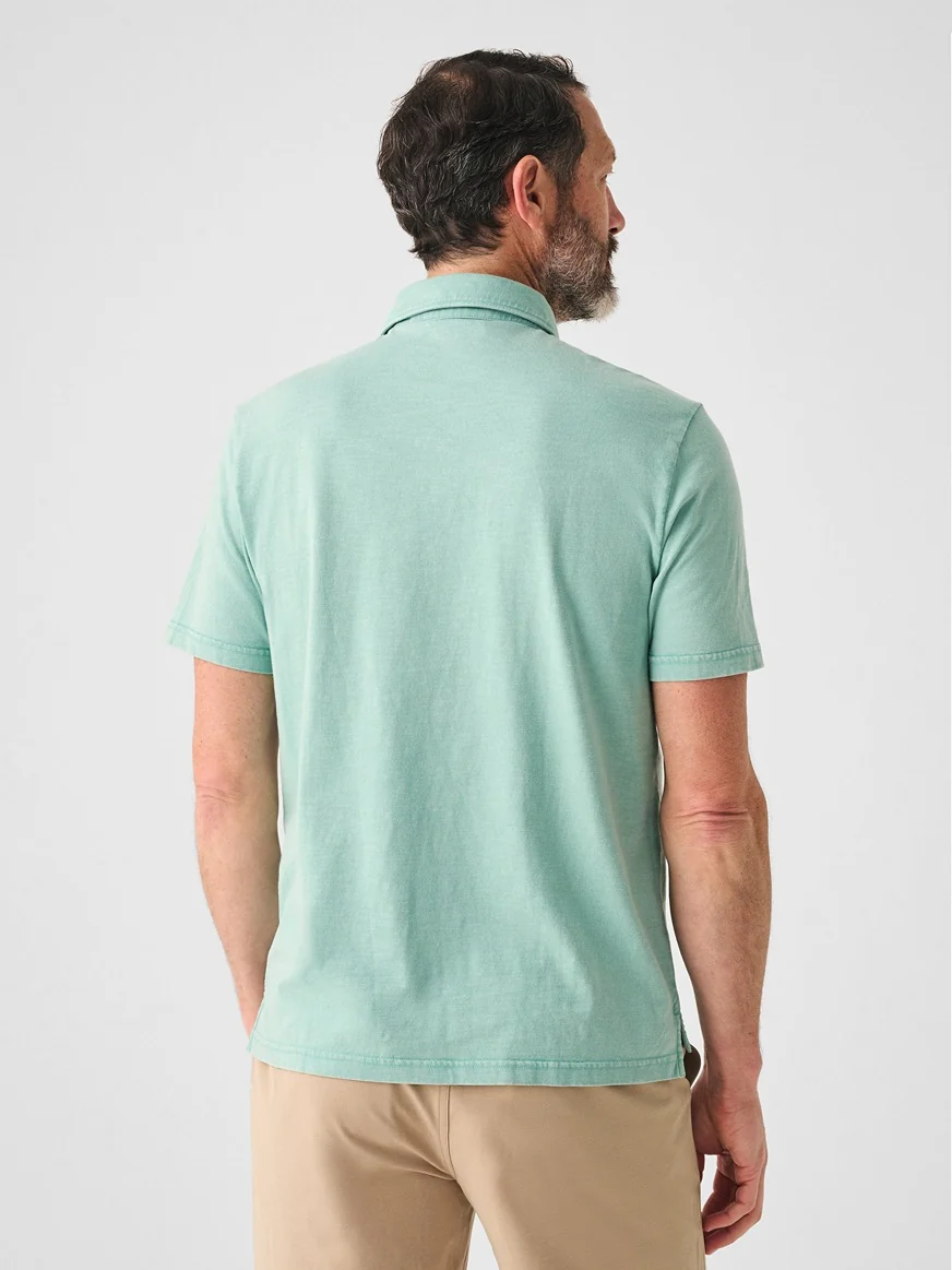 Faherty Sunwashed T-Shirt Polo in Lagoon Teal - Image 2