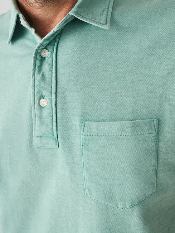 Faherty Sunwashed T-Shirt Polo in Lagoon Teal - Image 3