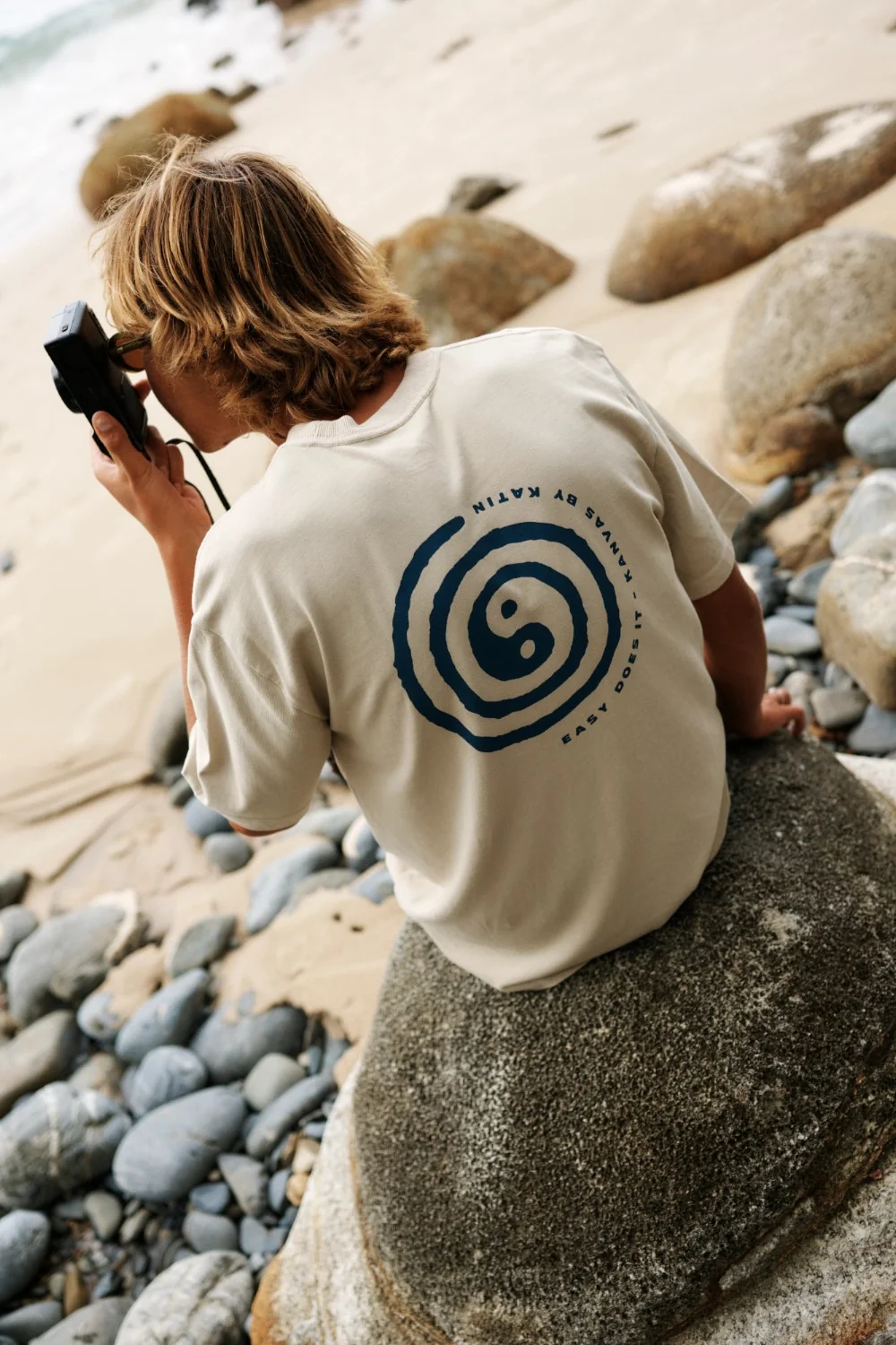 Katin Swirl Relaxed Tee in Pelican Pigment Dye - Image 5