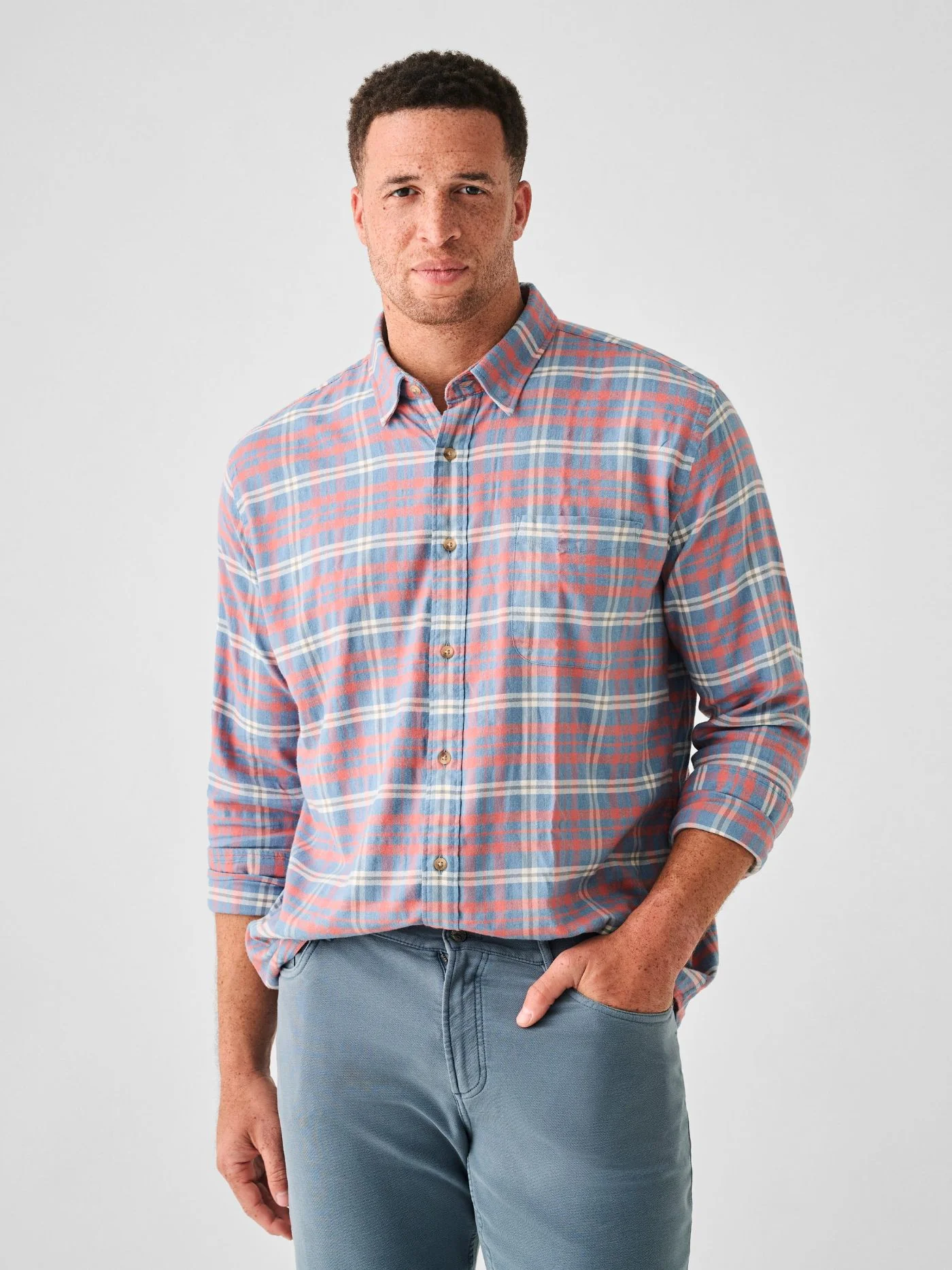 Faherty The All Time Shirt in Niagara River Plaid - Image 7