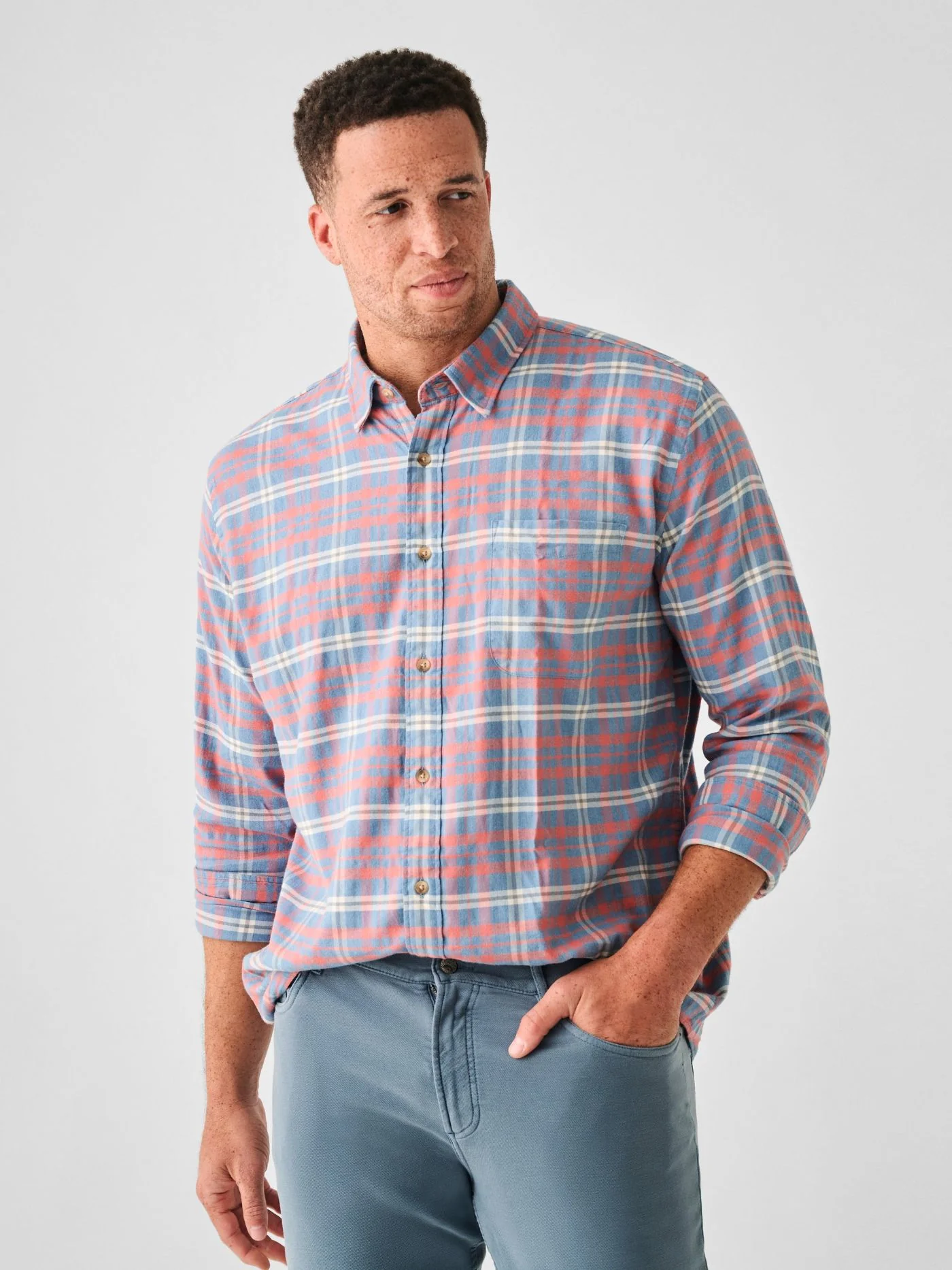 Faherty The All Time Shirt in Niagara River Plaid - Image 8