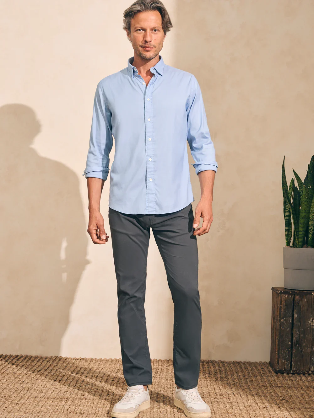 Faherty The Movement Sport Shirt in Atlantic Sky - Image 3