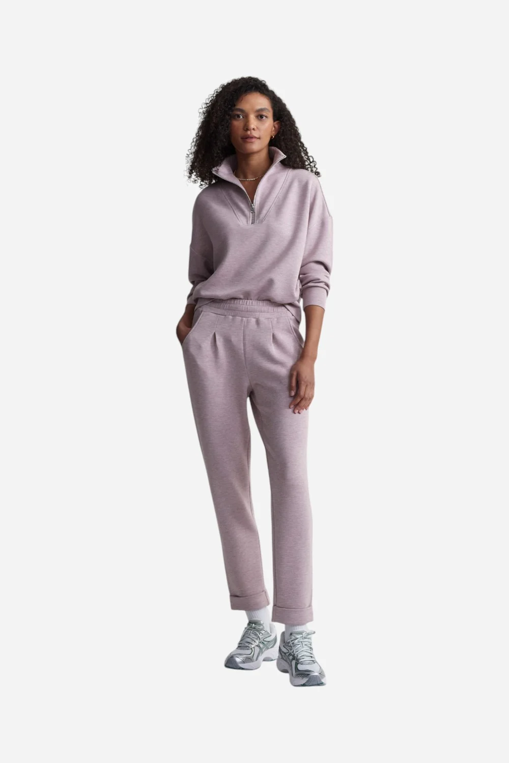 Varley The Rolled Cuff Pant 25" in Mauve Marl