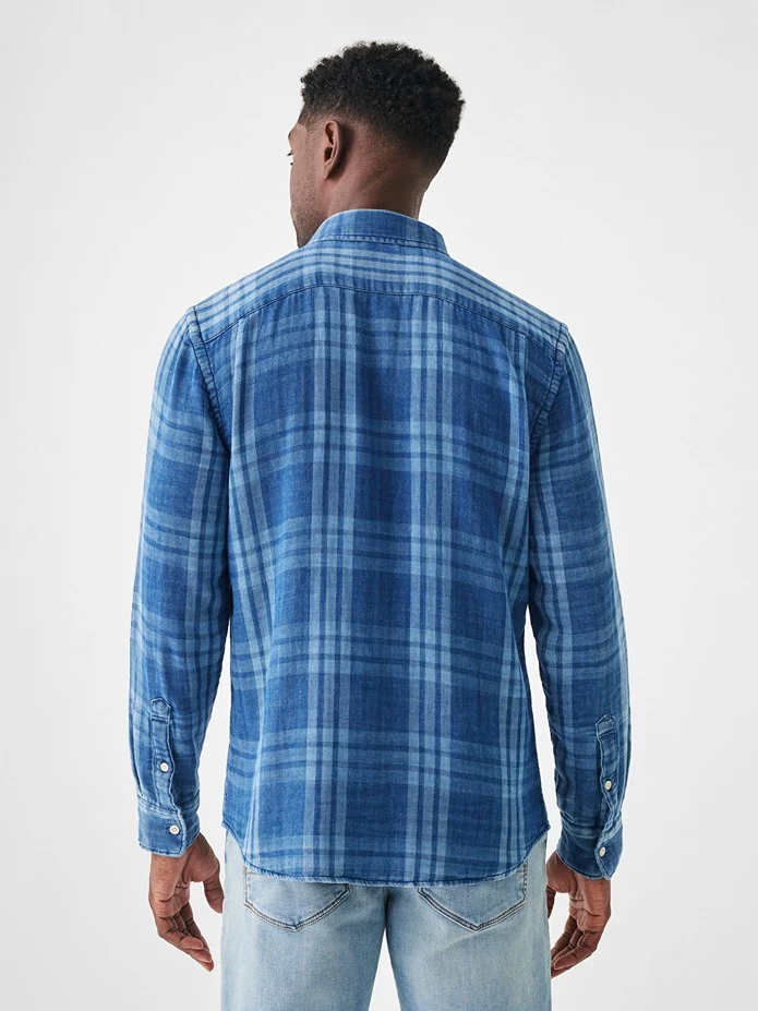 Faherty The Tony Doublecloth Shirt in Indigo Mist - Image 3