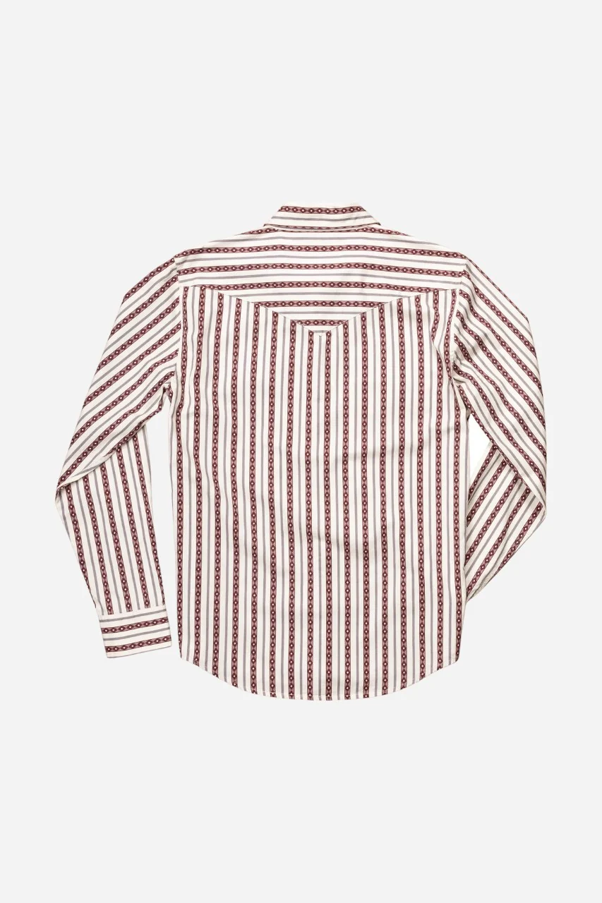 Sendero Provisions The Wyatt Button Up Long Sleeve Pearl Snap Shirt Serape Burgundy - Image 2