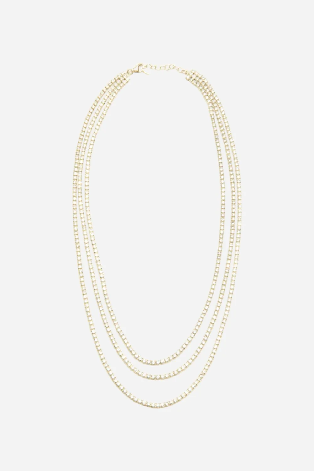Nickho Rey Tiered Tennis Necklace in Gold with Clear Stones