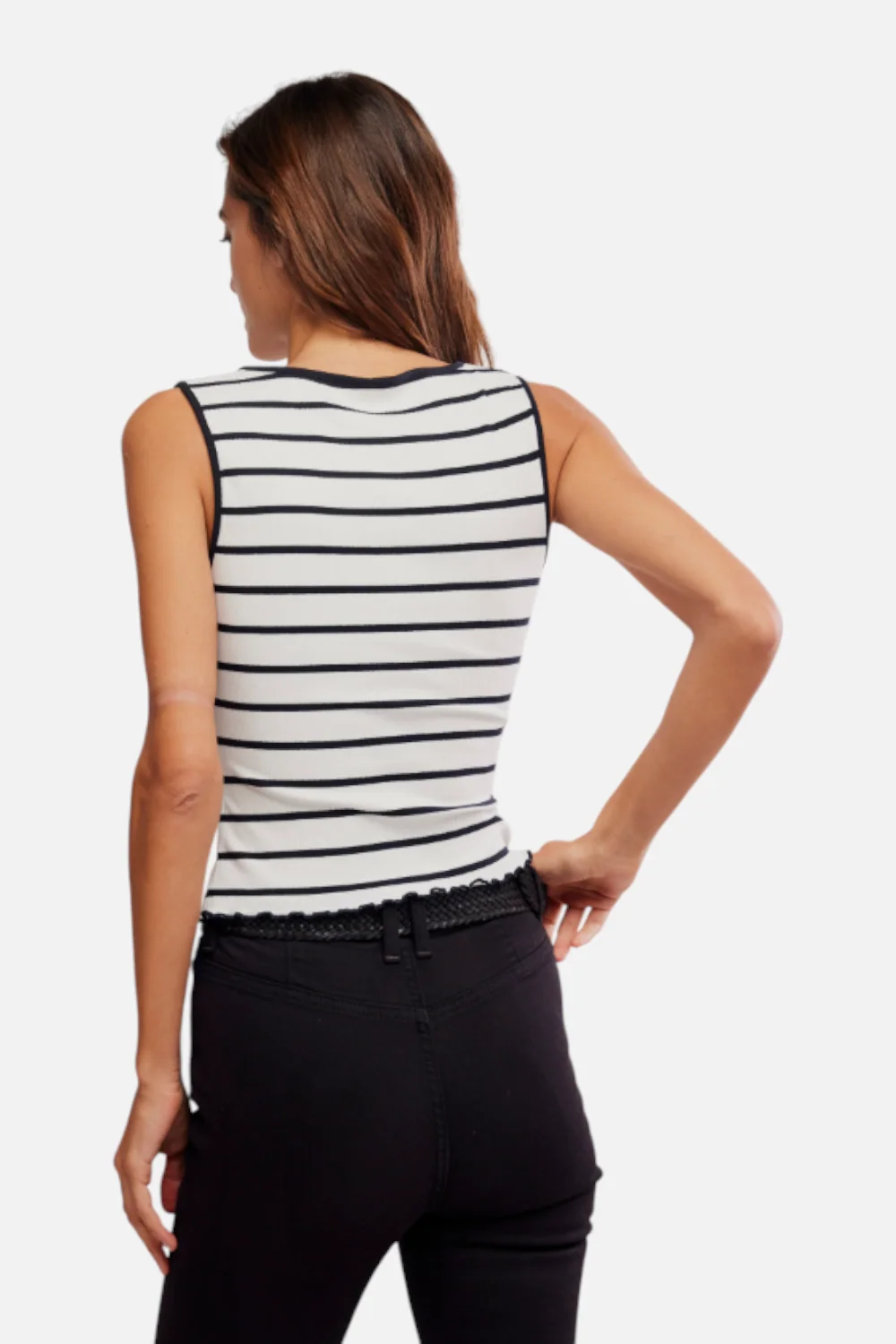 Free People Tilly Striped Tank in Black and White - Image 3