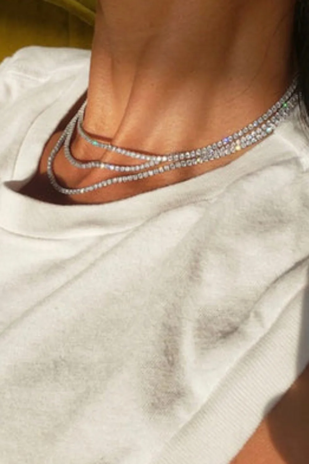 Nickho Rey Tish Tennis Necklace 16" in White Rhodium - Image 2