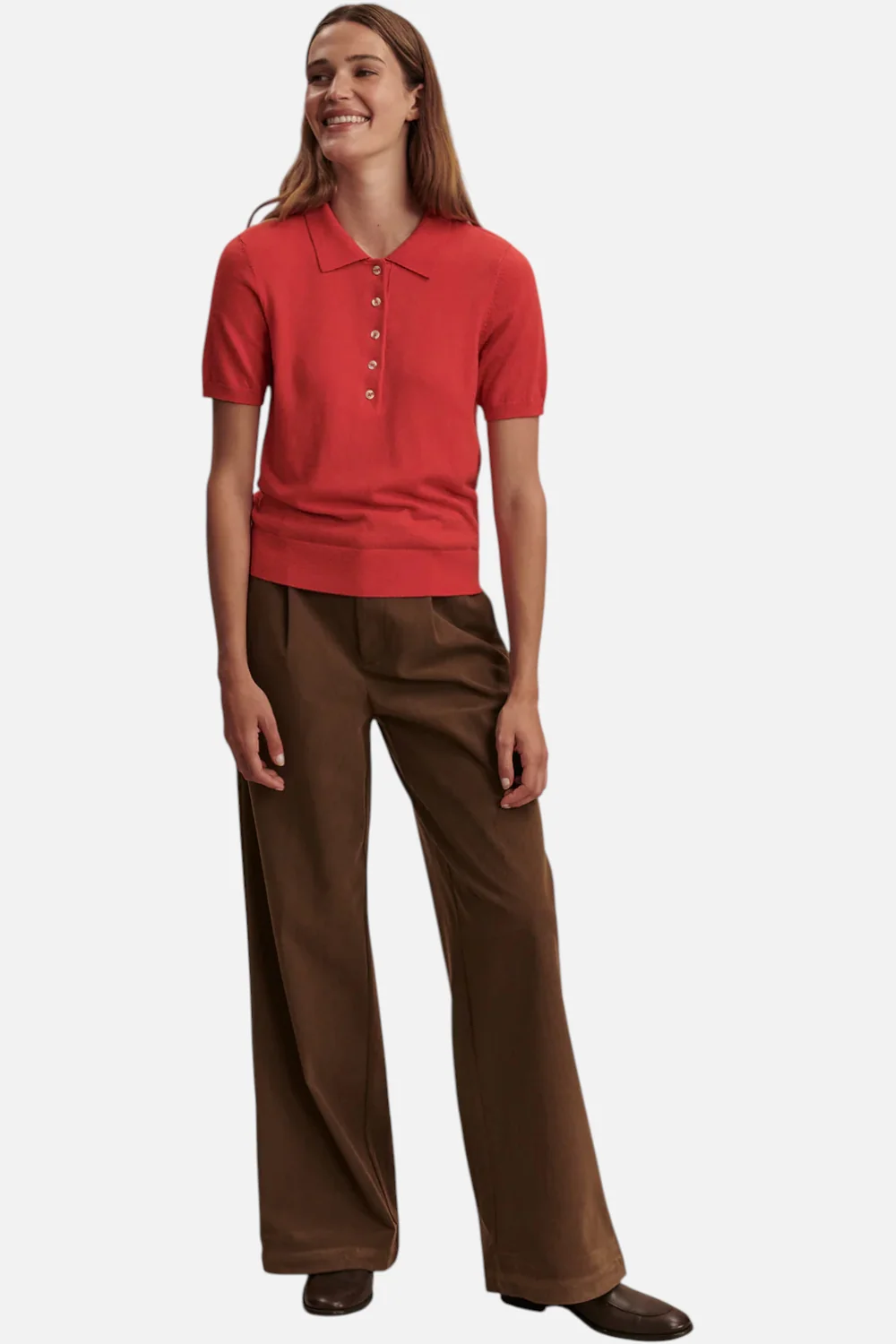 Varley Women's Toni Fine Knit Polo in Poinsettia - Image 2