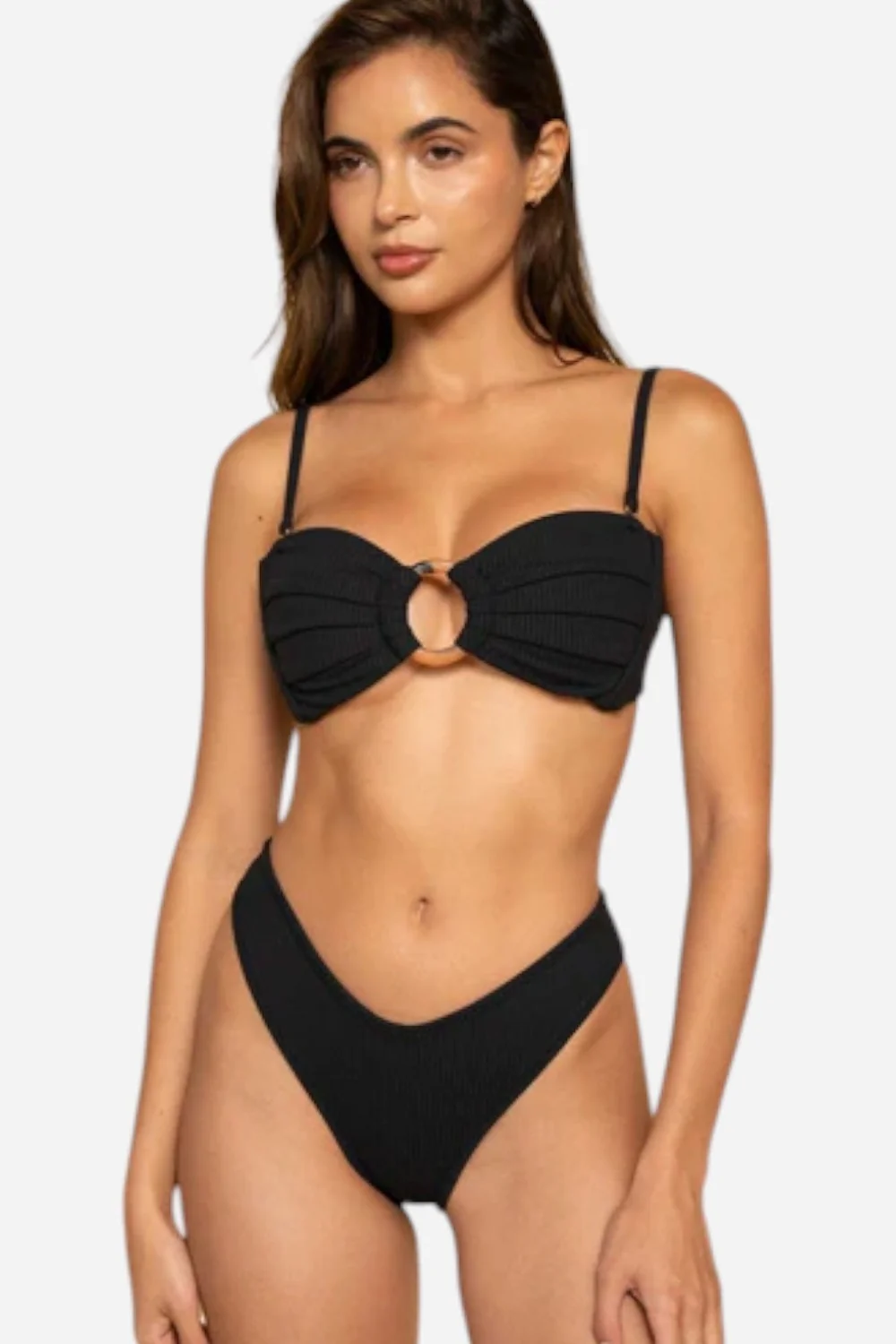 Montce Black Rib Tori Bandeau Bikini Top - Image 3