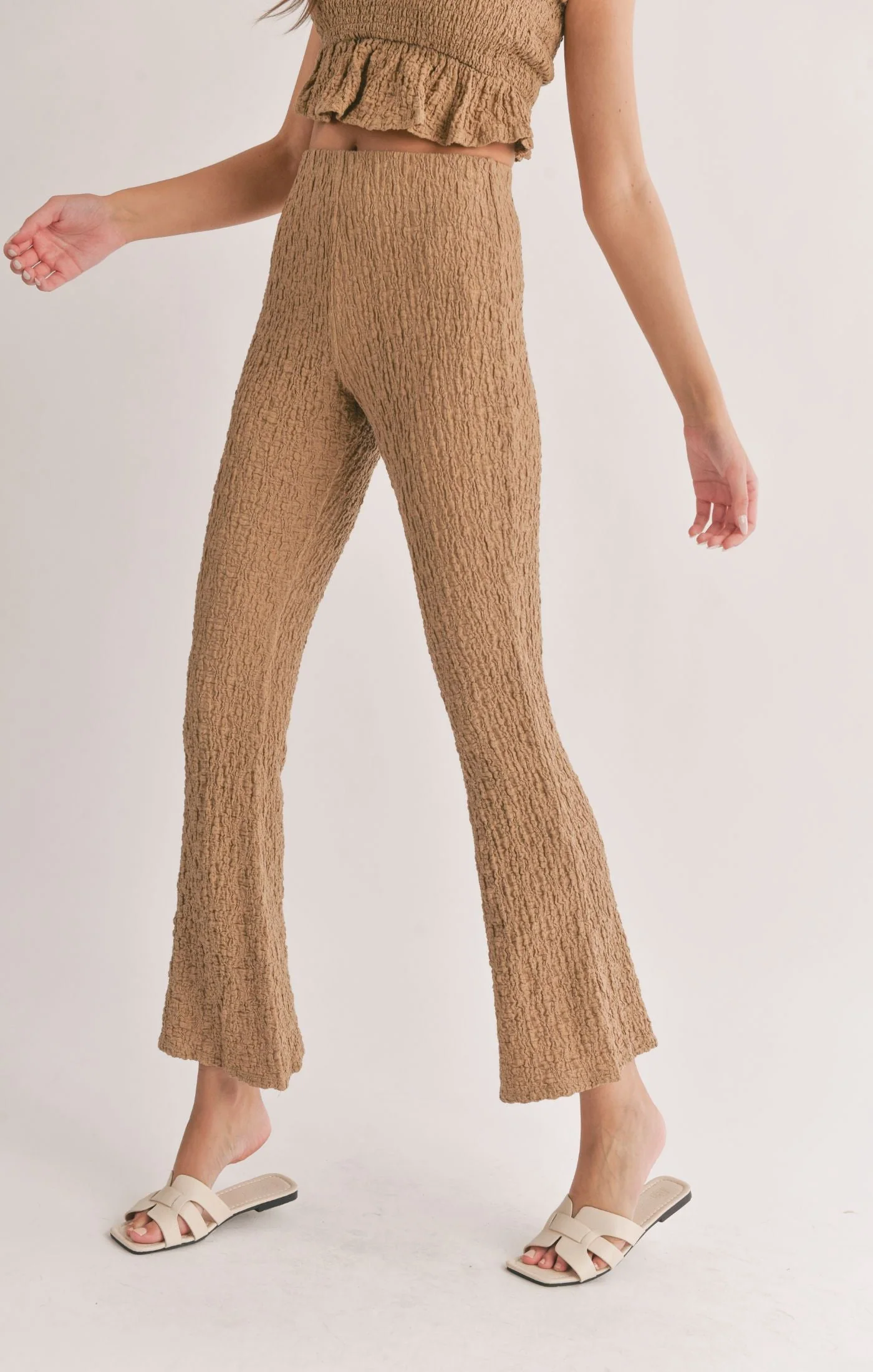 Sadie & Sage Transcend Popcorn Knit Bell Bottoms in Taupe - Image 6